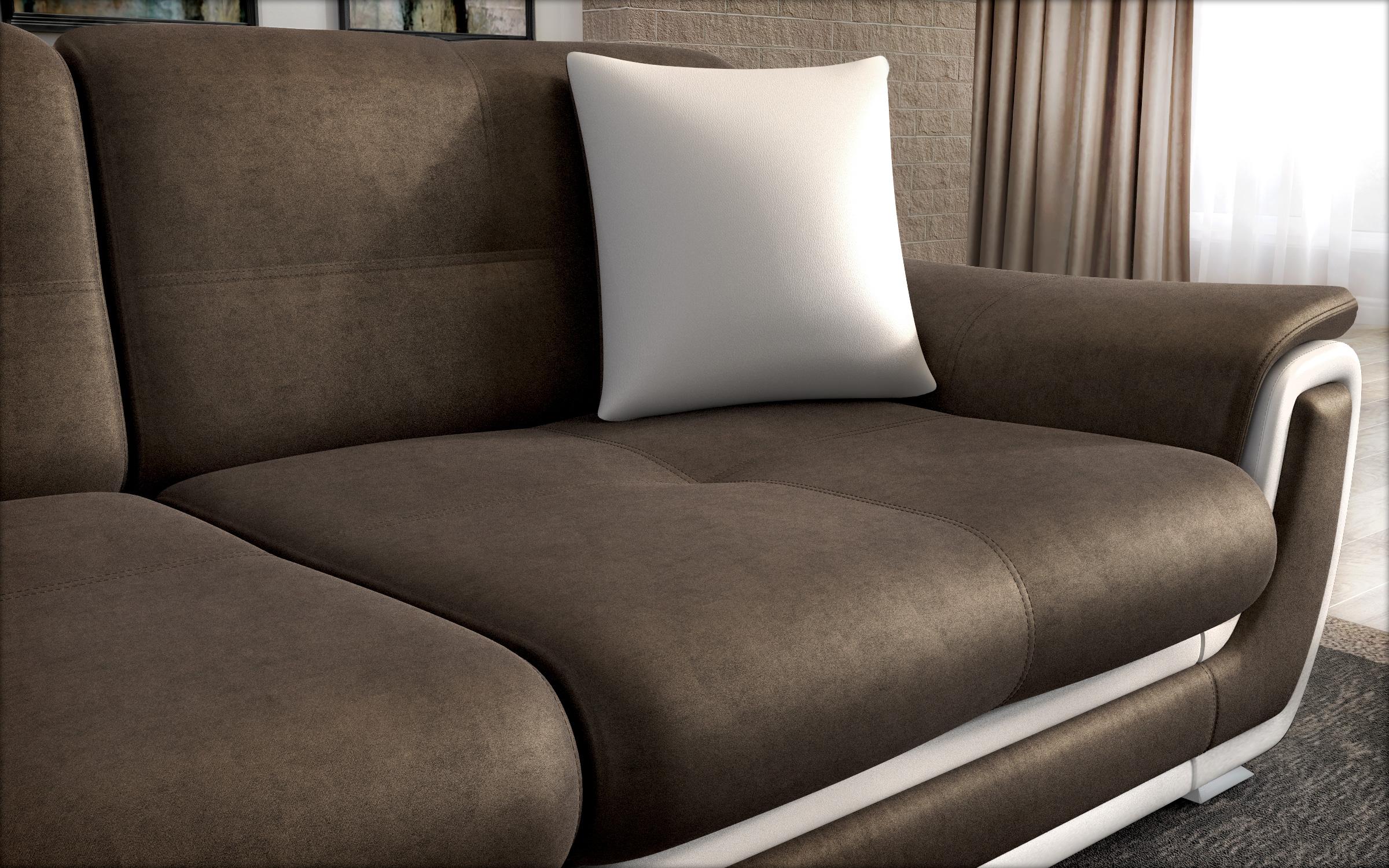 Extendable click-clack sofa Princess ΙΙ, dark brown + white leather  6