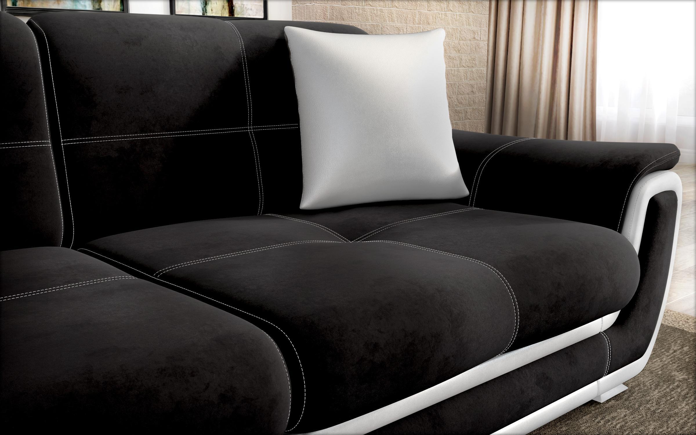 Extendable click-clack sofa Princess ΙΙ, black + white leather  6