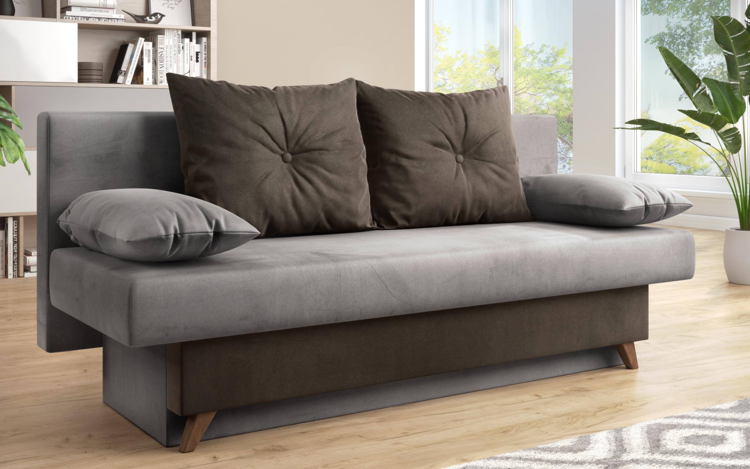 Extendable sofa Victorio, dark grey + brown  3