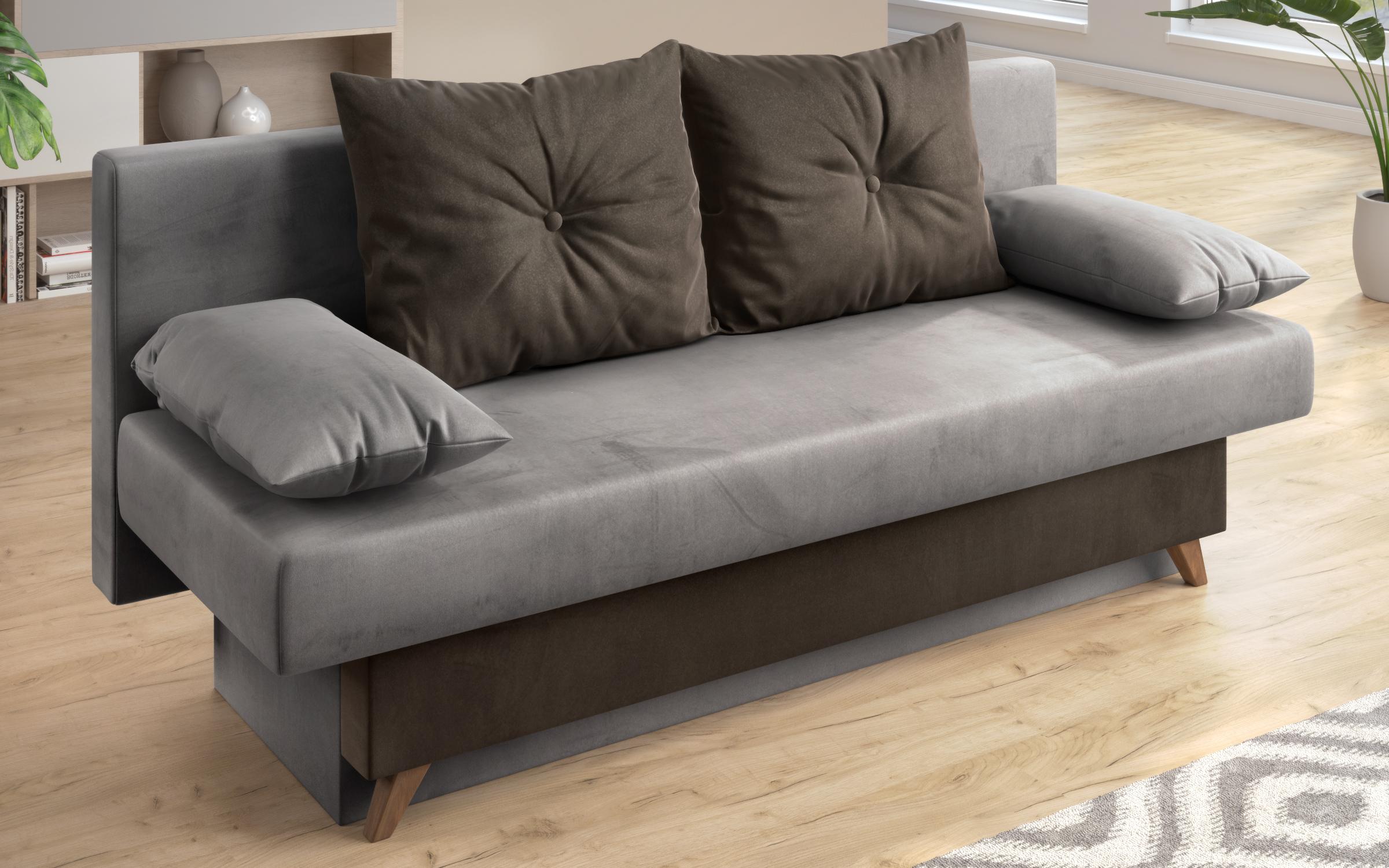 Extendable sofa Victorio, dark grey + brown  4