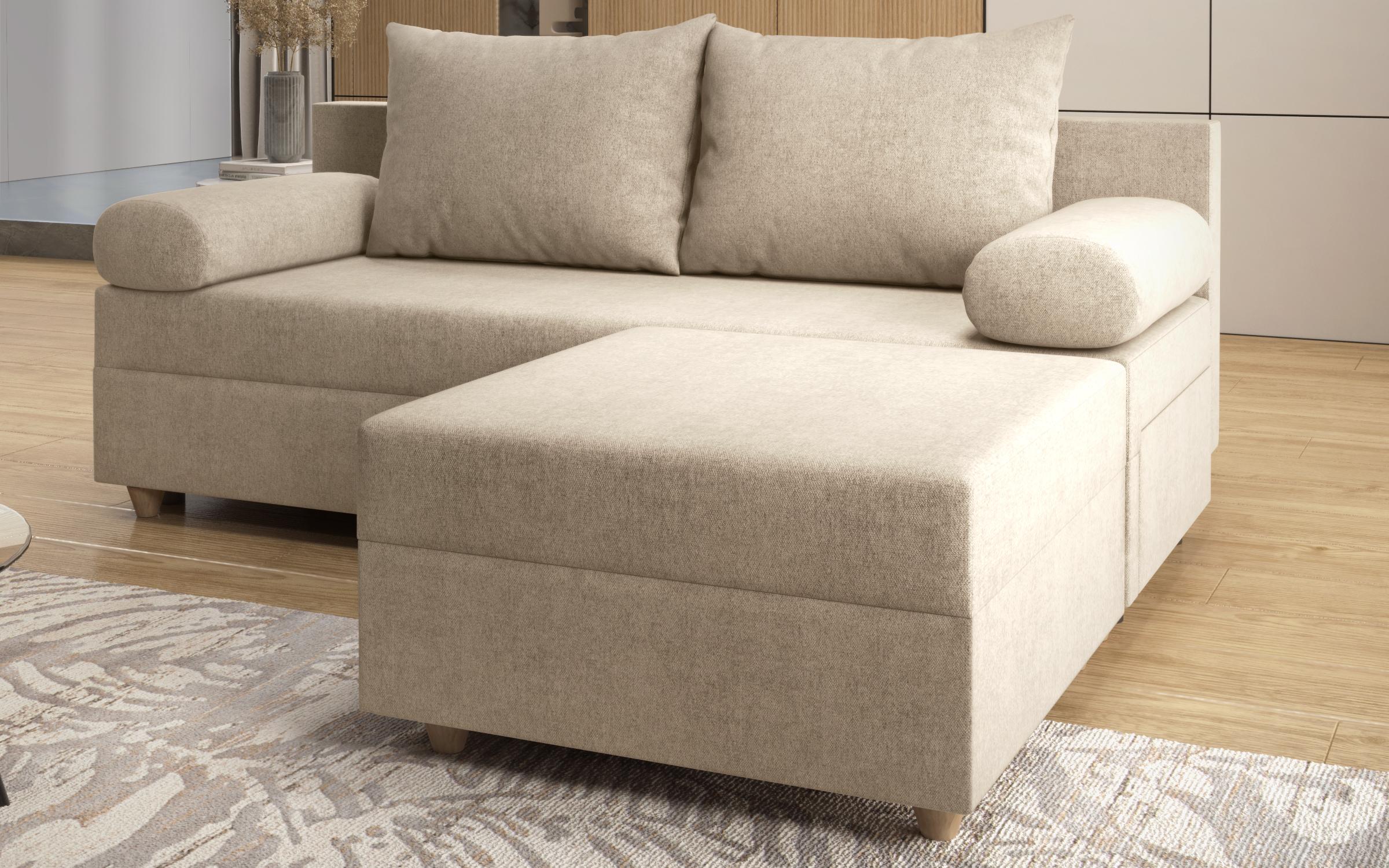 Extendable sofa + оttoman Vitaro, light beige  6