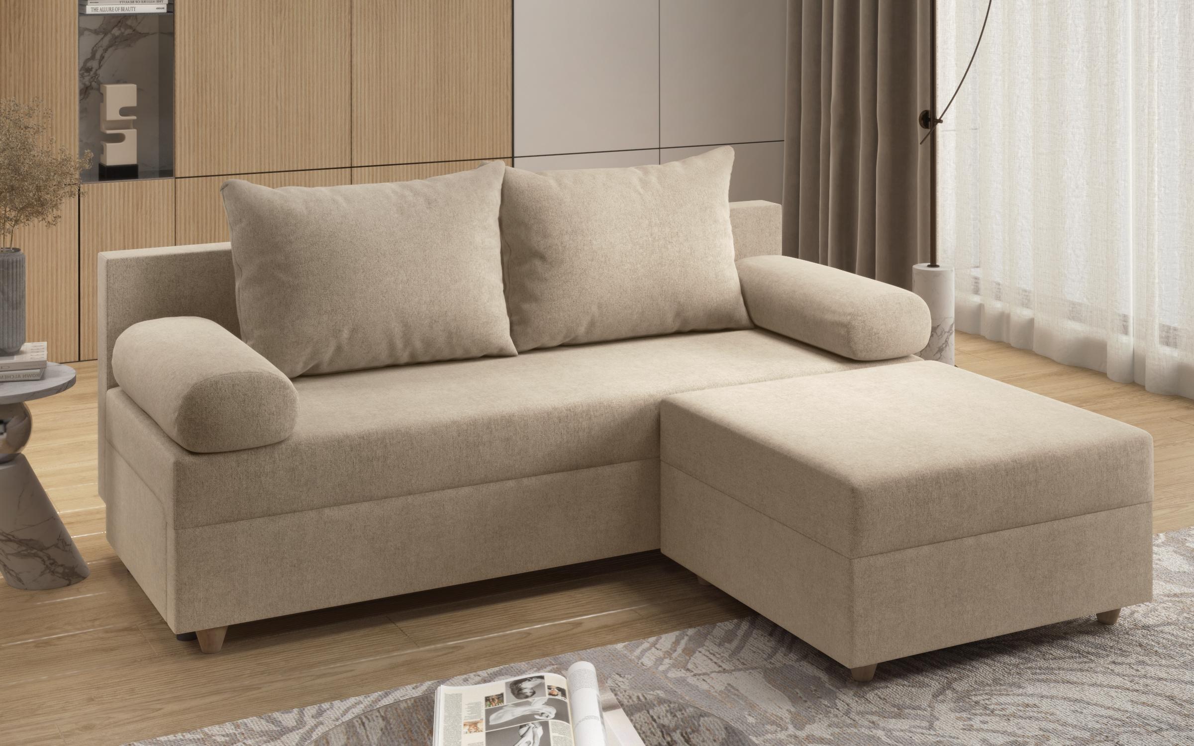 Extendable sofa + оttoman Vitaro, light beige  5