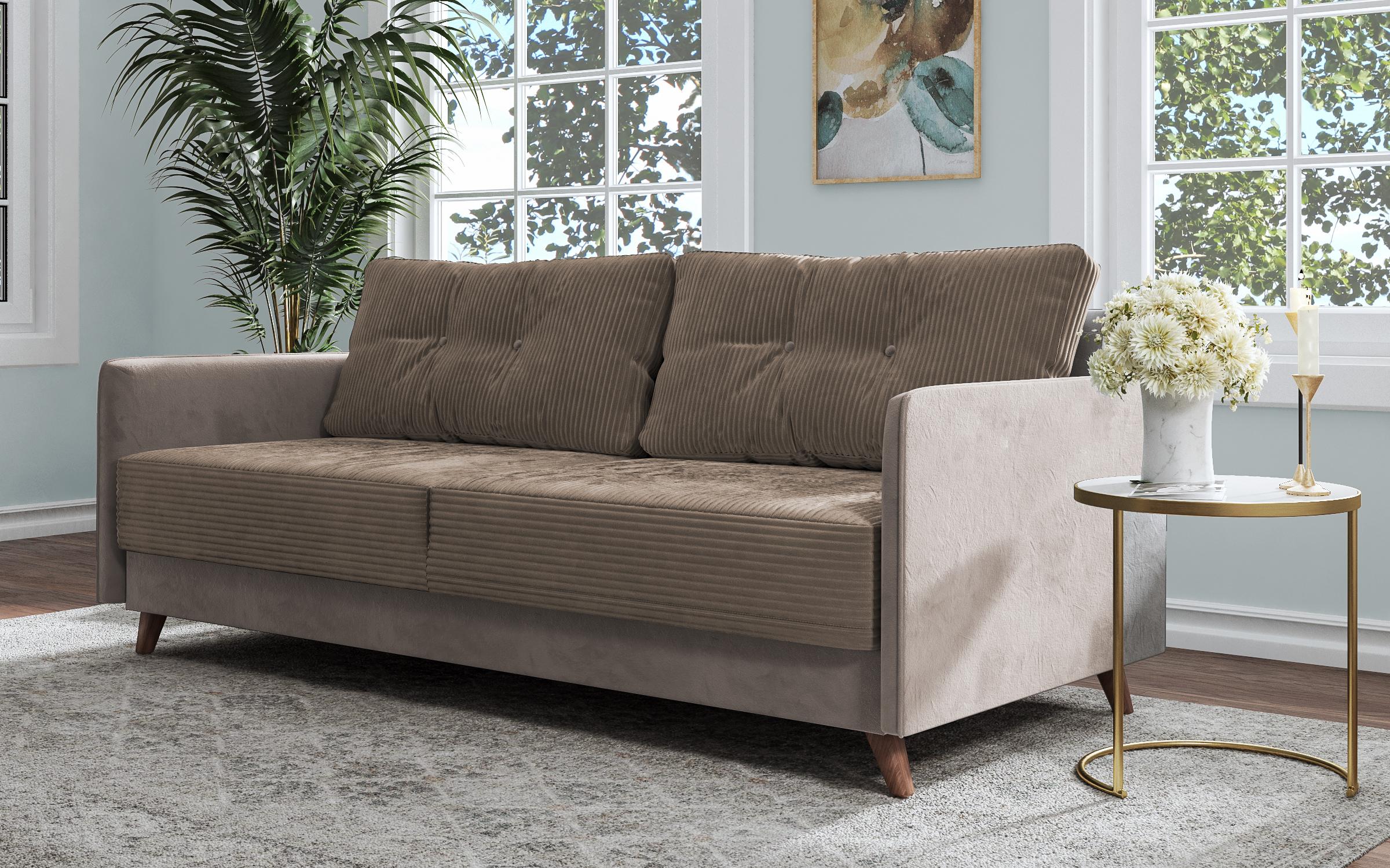 Extendable click-clack sofa Aristo, beige + light grey  4