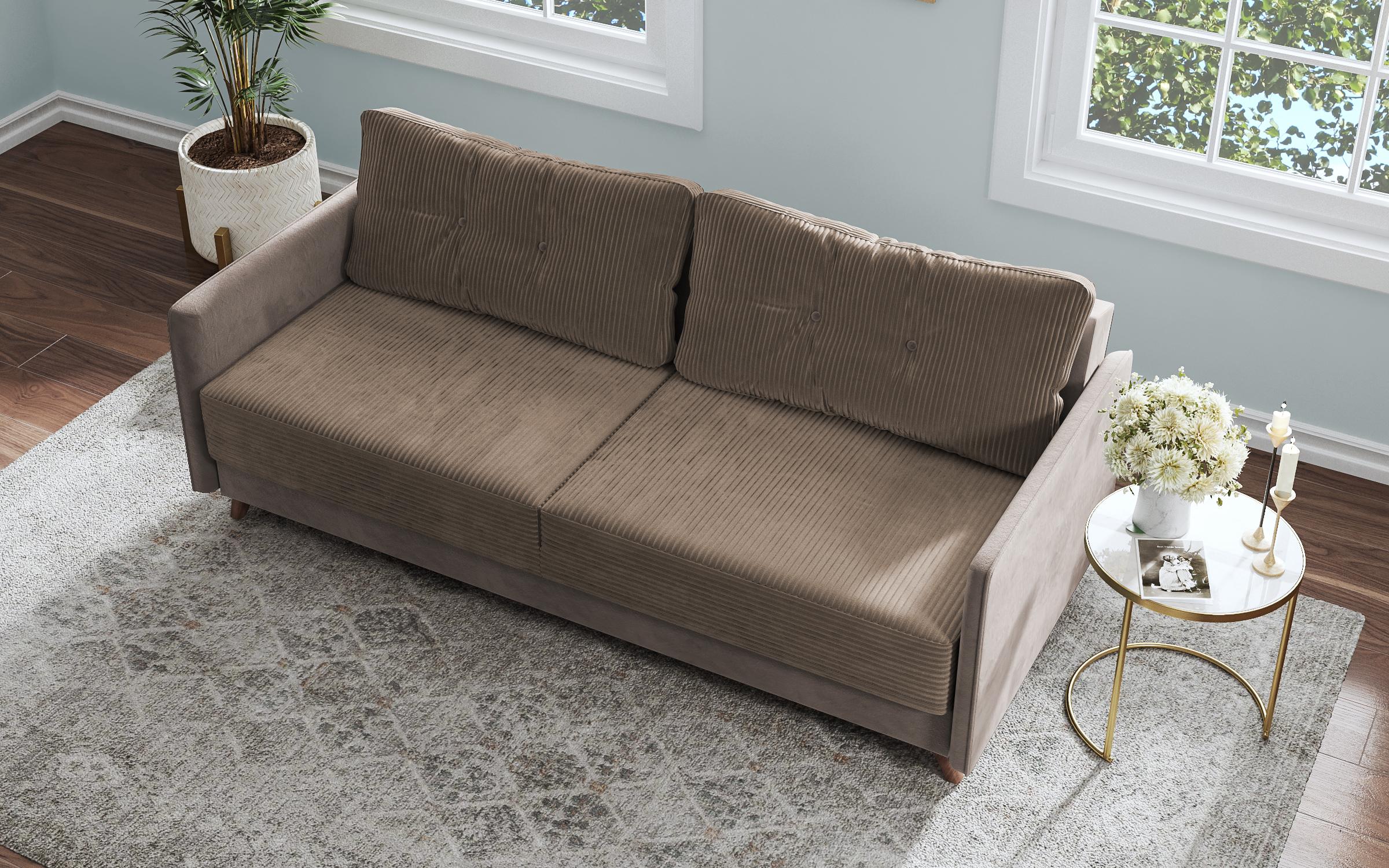 Extendable click-clack sofa Aristo, beige + light grey  6