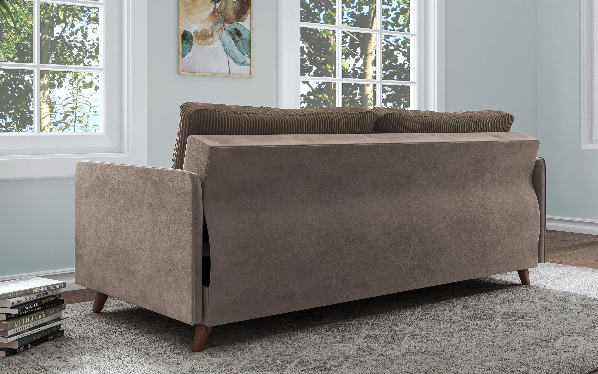 Extendable click-clack sofa Aristo, beige + light grey  7