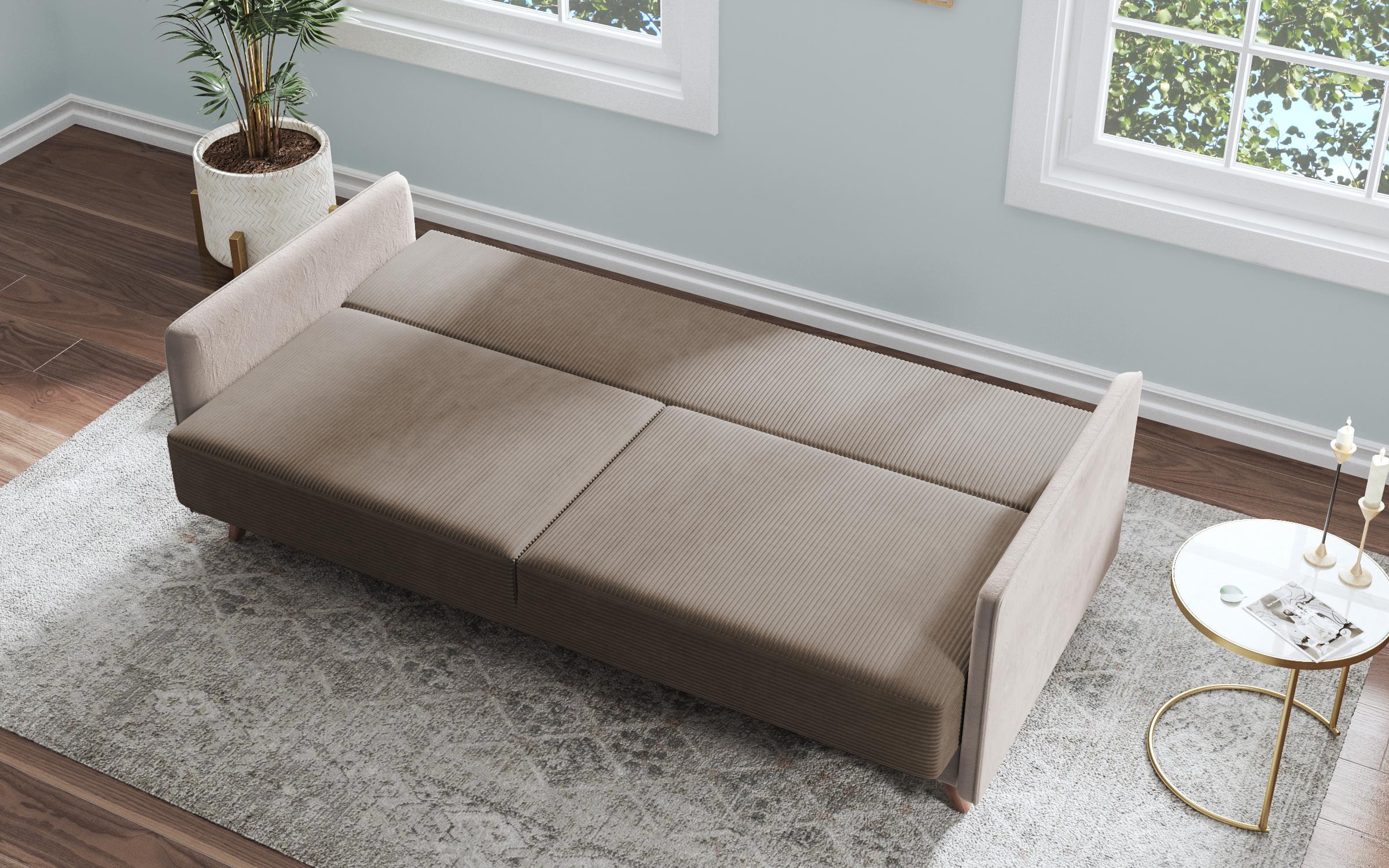 Extendable click-clack sofa Aristo, beige + light grey  8