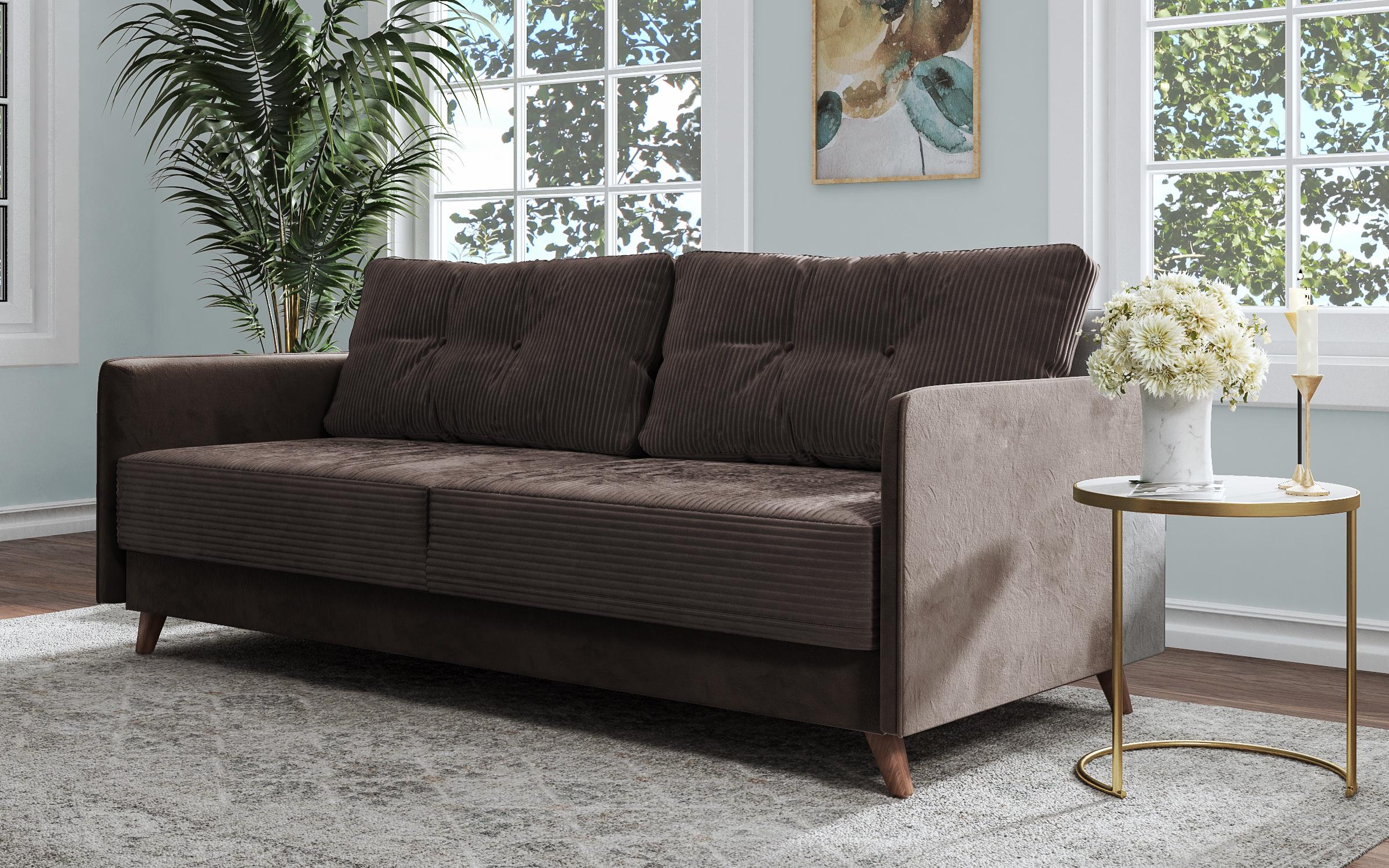 Extendable click-clack sofa Aristo, brown  4