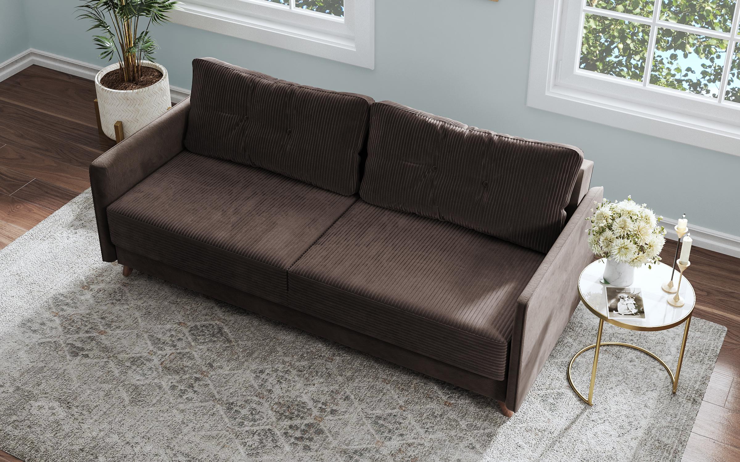 Extendable click-clack sofa Aristo, brown  6
