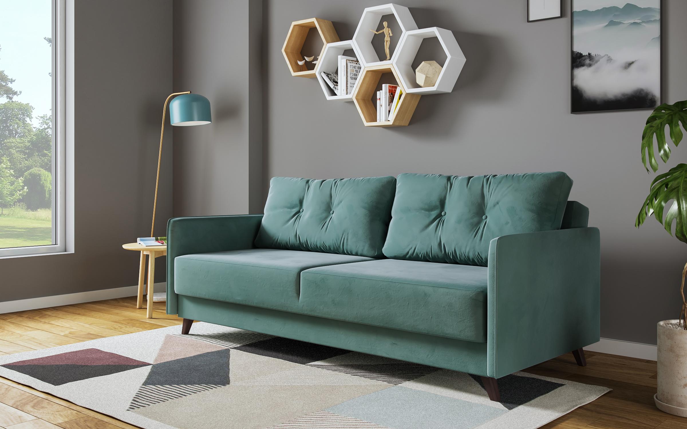 Extendable click-clack sofa Bali, turquoise  3