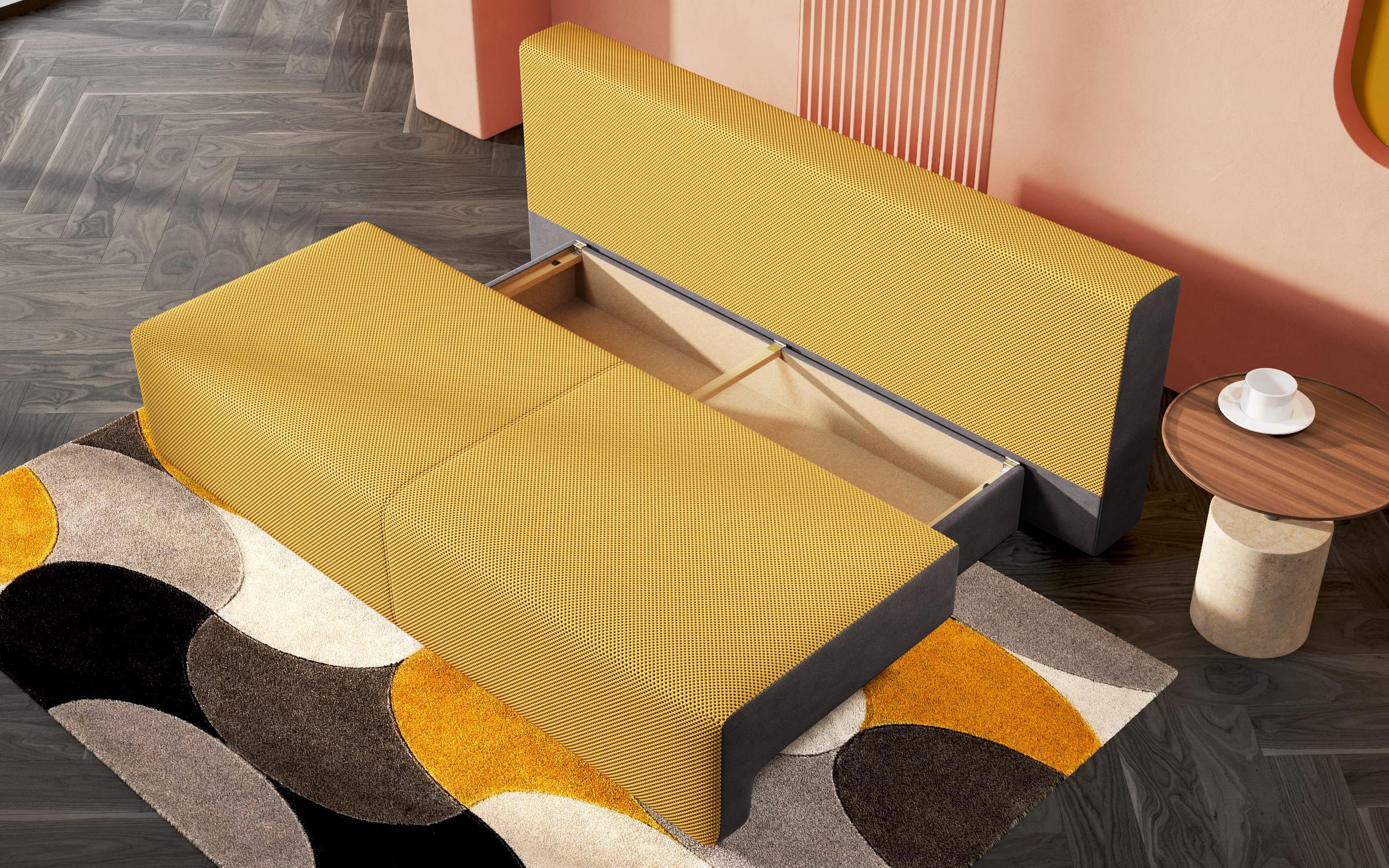 Extendable sofa Keira Extra, yellow + grey  4