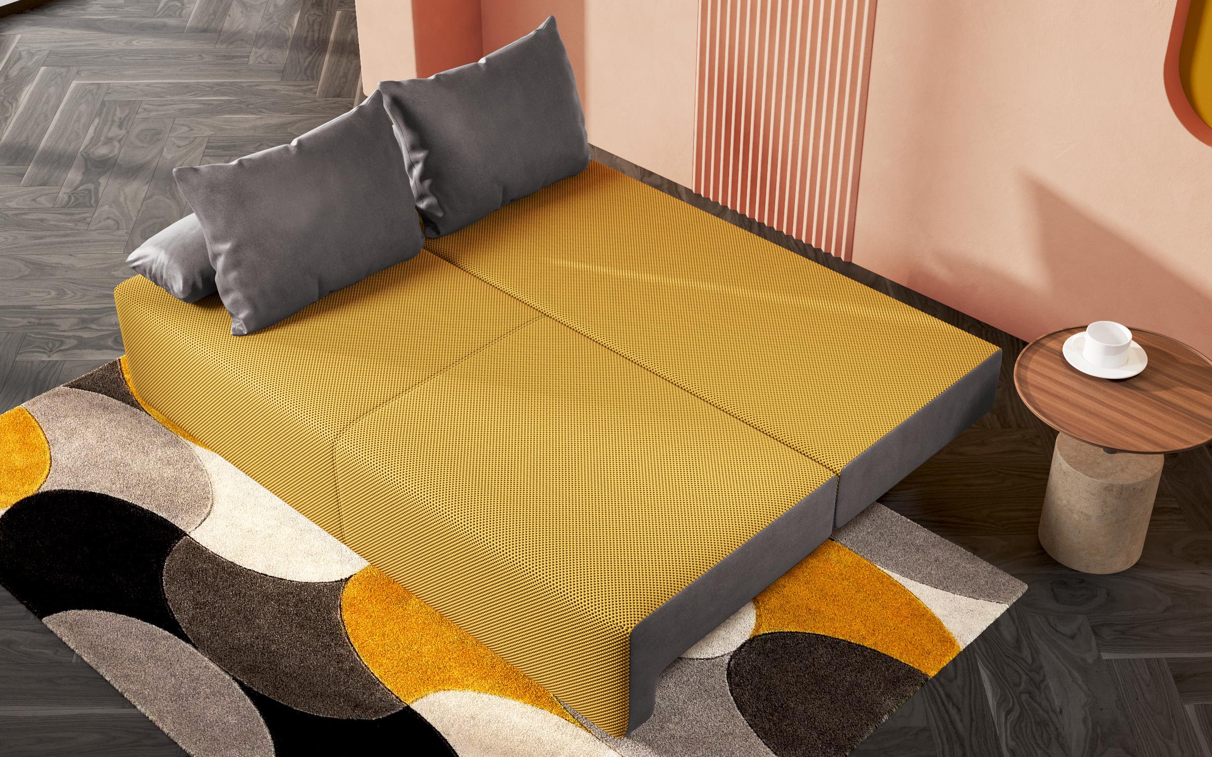 Extendable sofa Keira Extra, yellow + grey  3