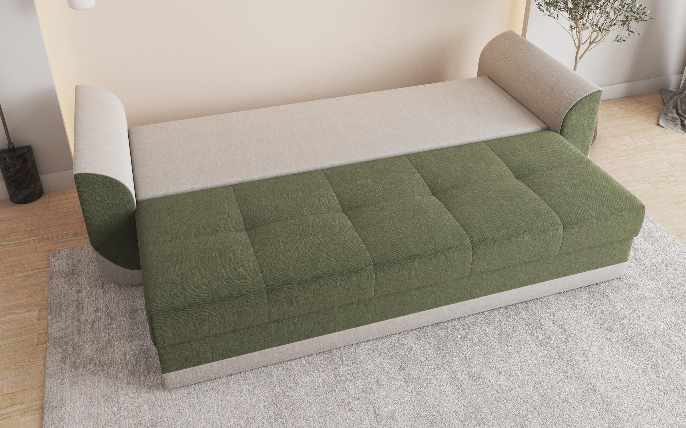 Extendable three-seater sofa Sven, dark green + beige melange  4