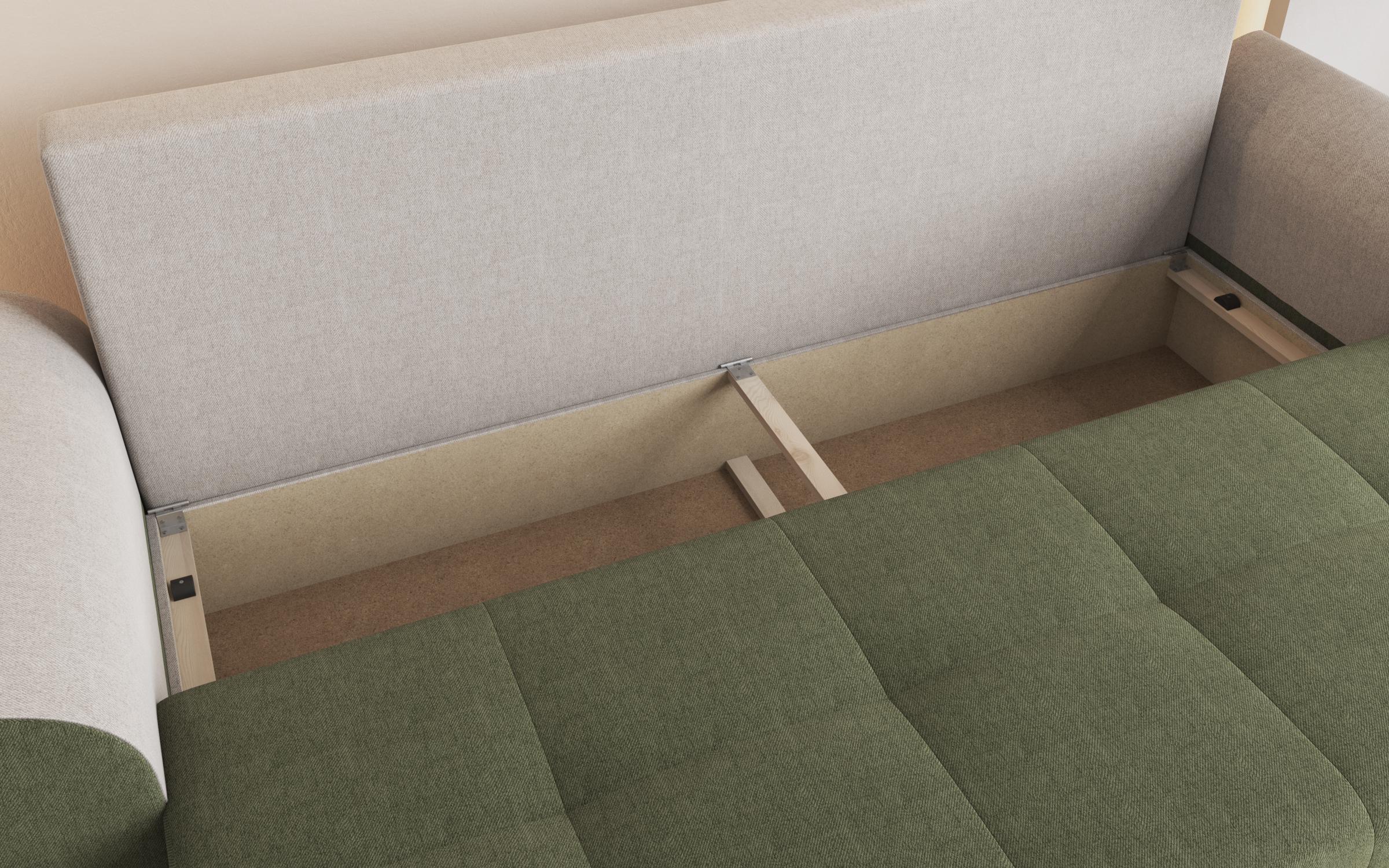 Extendable three-seater sofa Sven, dark green + beige melange  5