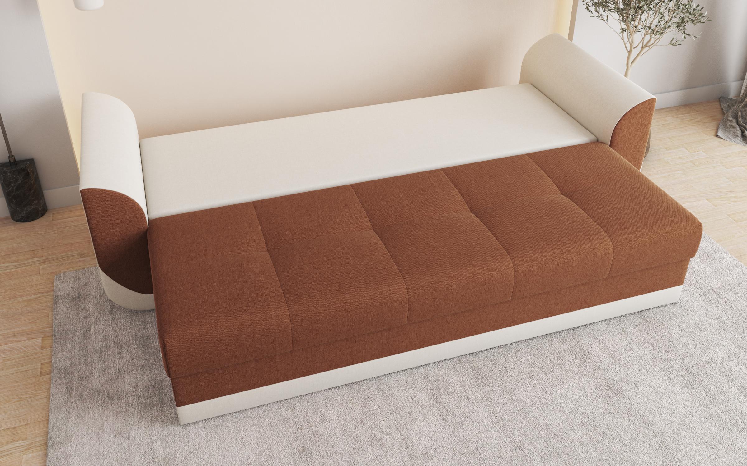 Extendable three-seater sofa Sven, orange + light beige  4