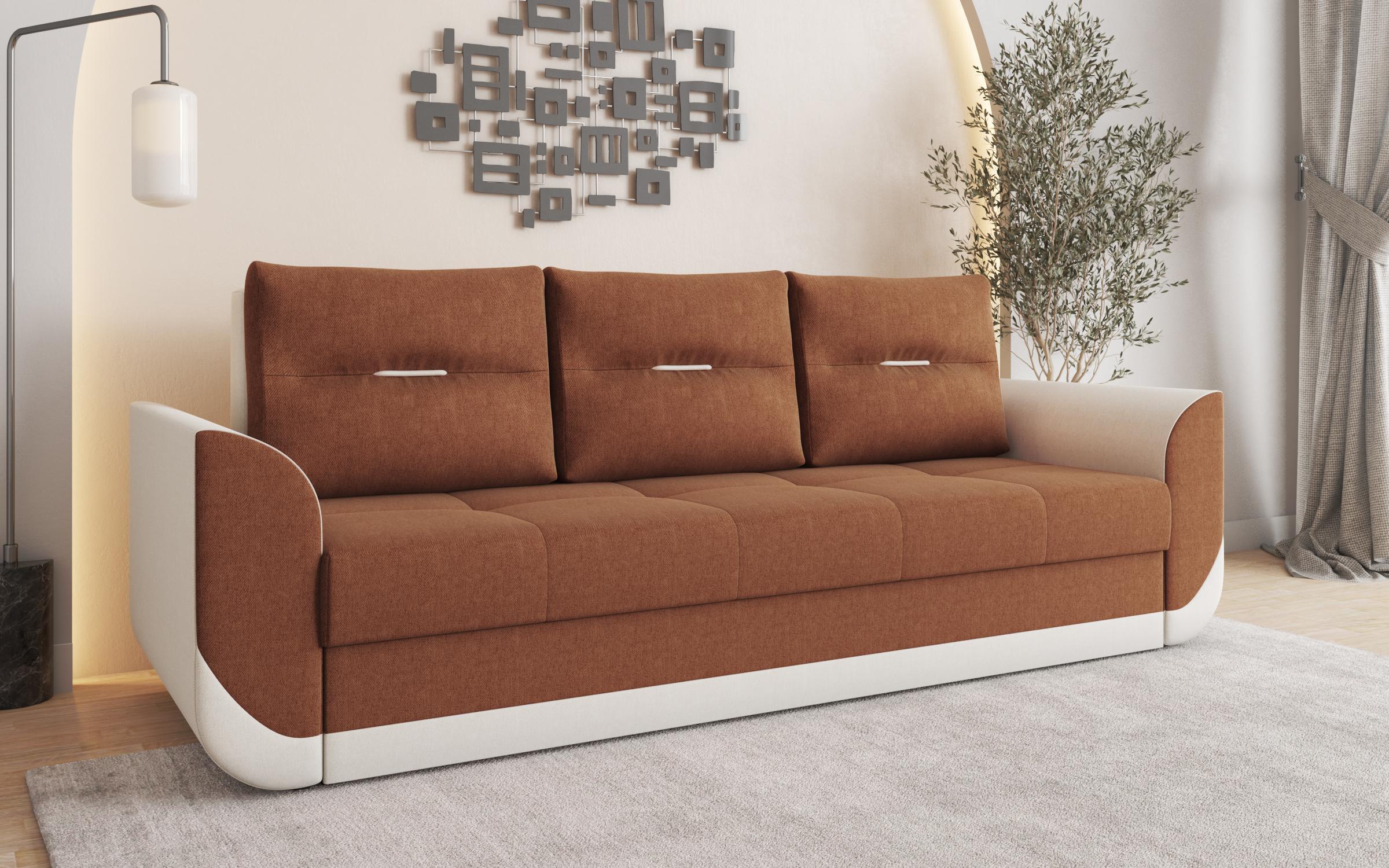 Extendable three-seater sofa Sven, orange + light beige  3