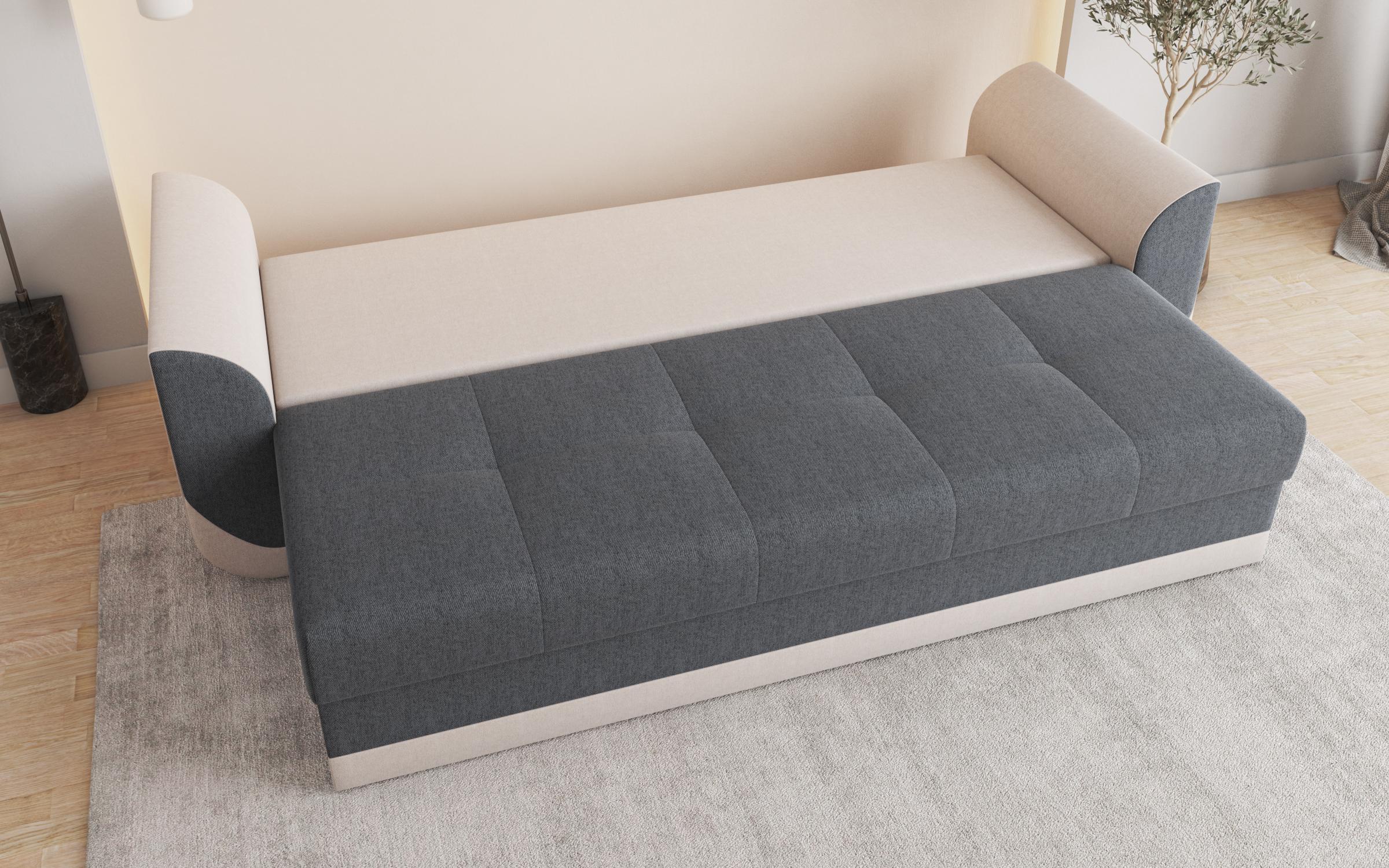 Extendable three-seater sofa Sven, dark grey + beige  4