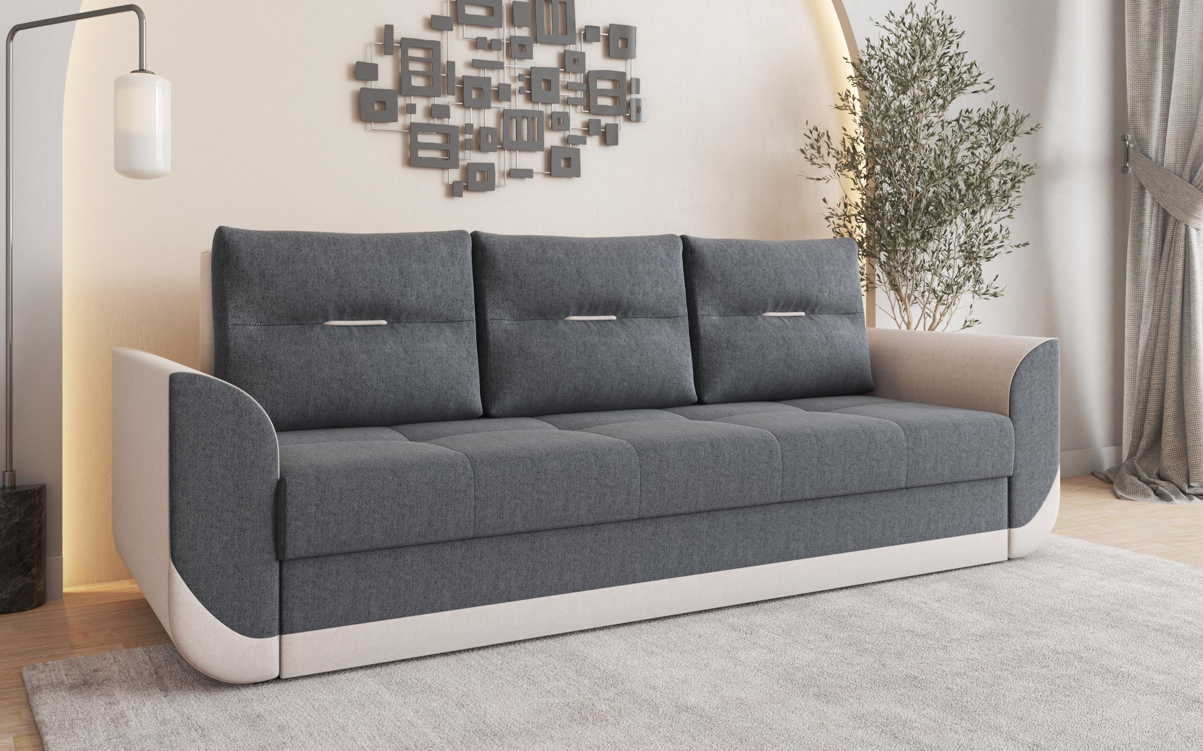 Extendable three-seater sofa Sven, dark grey + beige  3