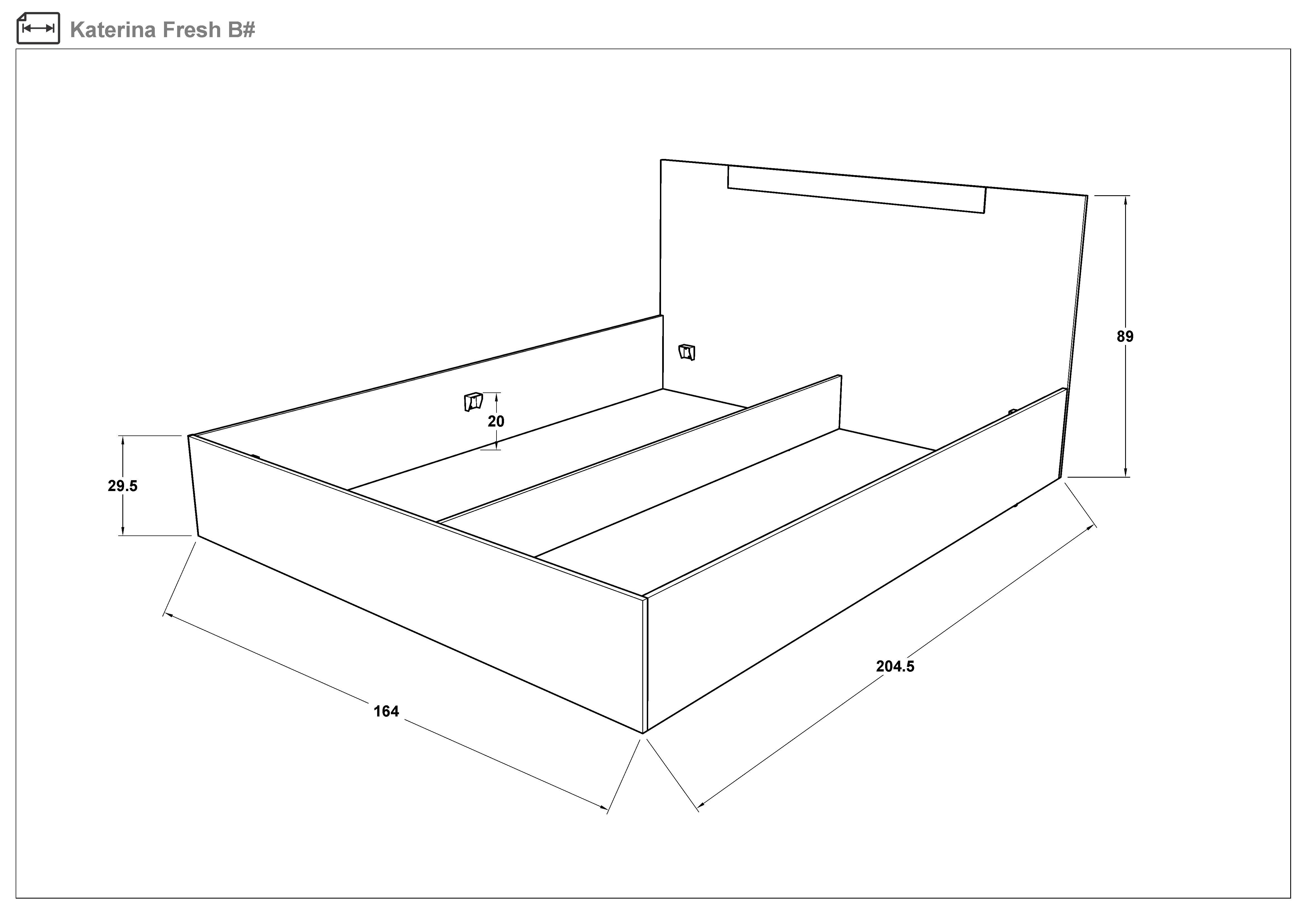 Double bed for mattress 160/200 Chaterina Fresh, dark Scandinavian oak  2