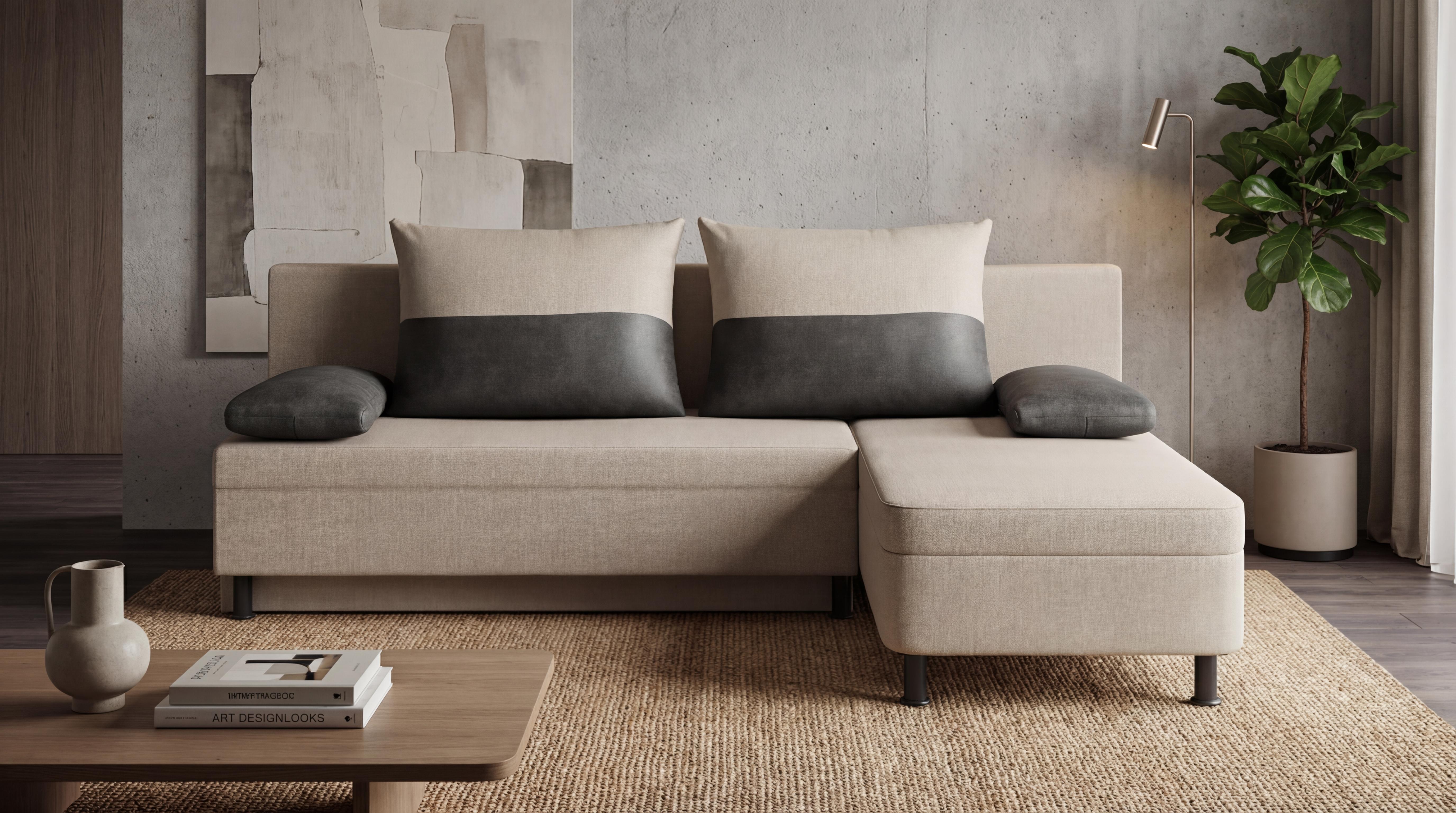 Extendable corner sofa Real Prime, beige + anthracite  1