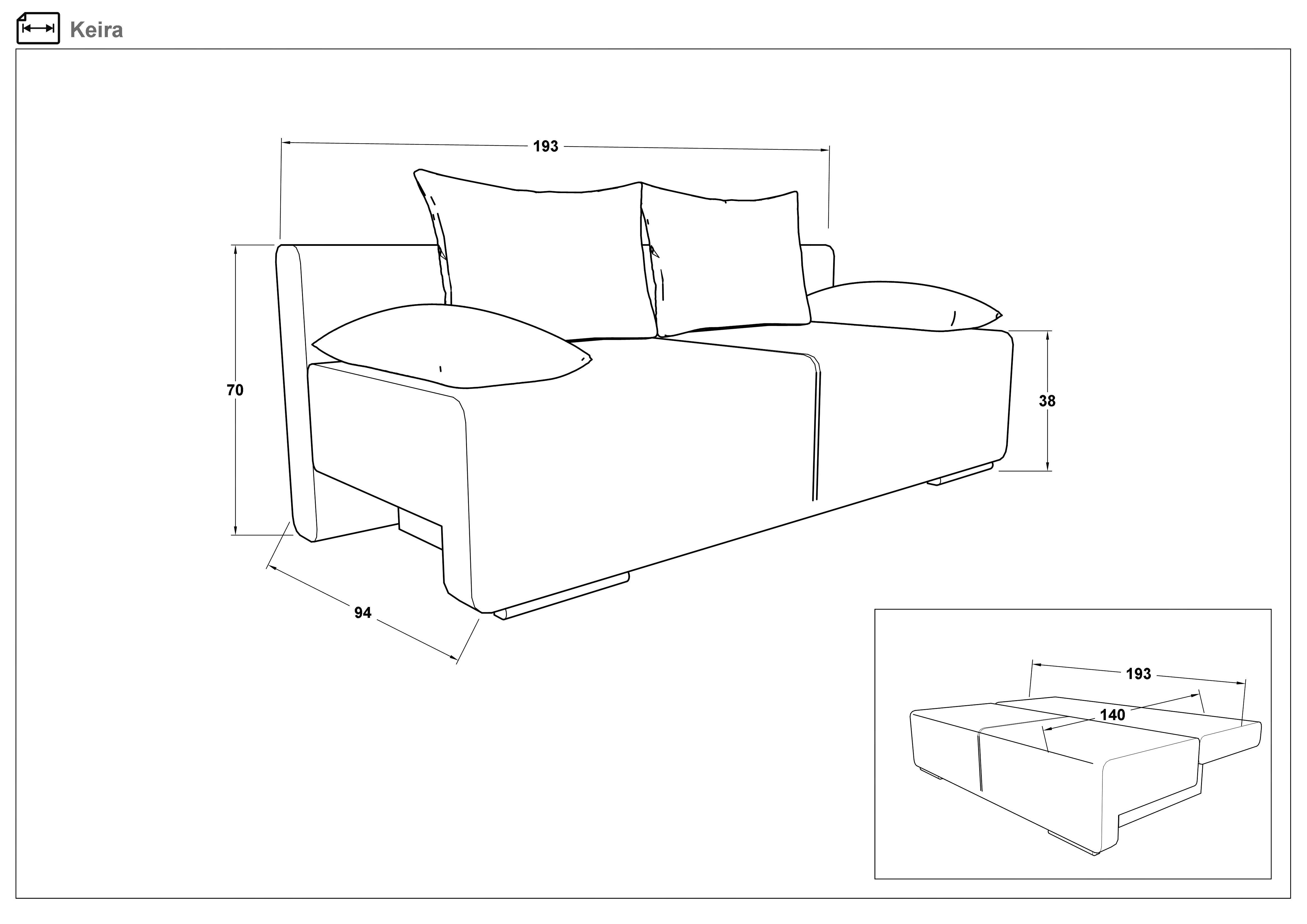 Extendable sofa Keira, grey  2