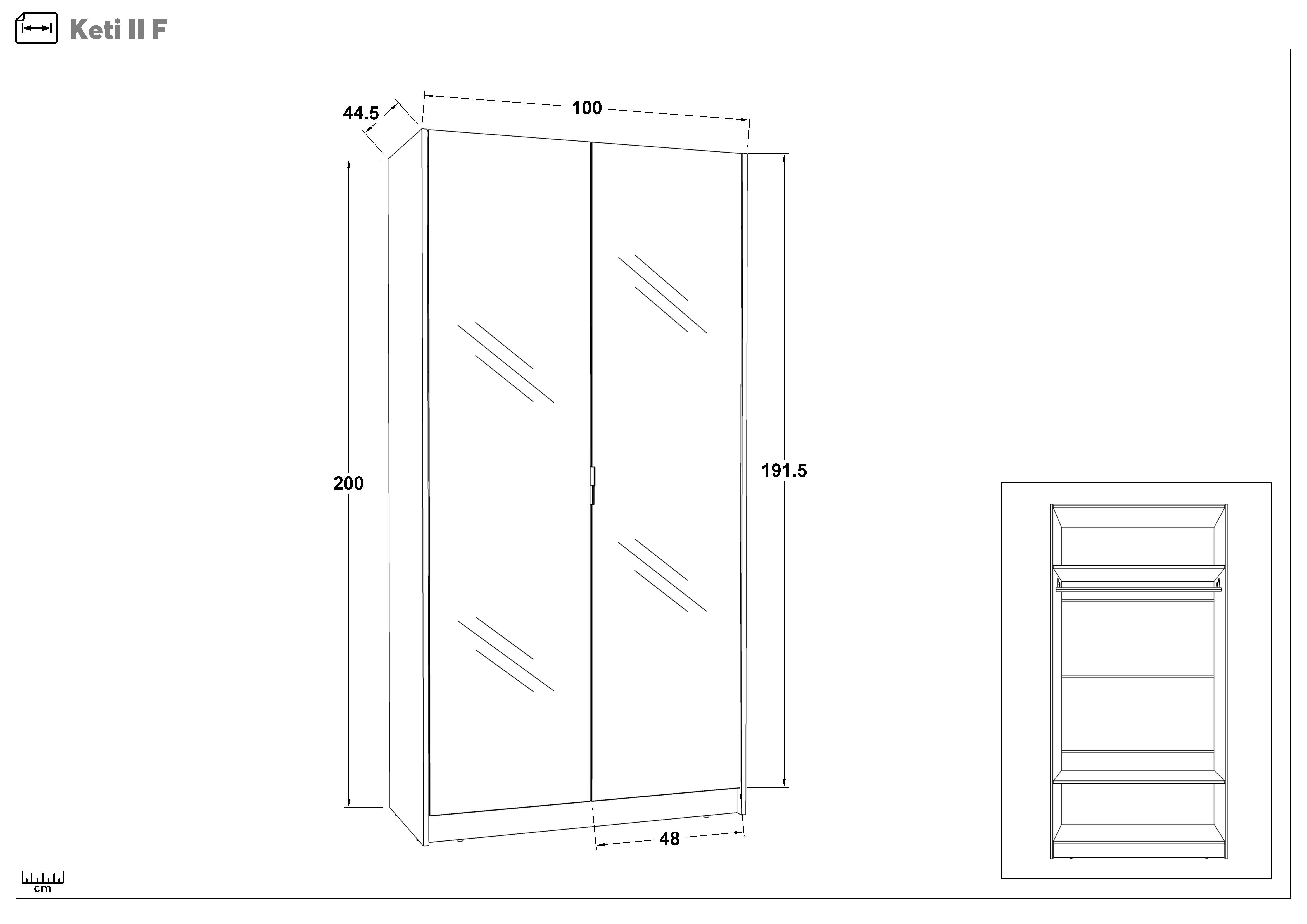Double-winged wardrobe with mirror Ketty 2, Silk  2