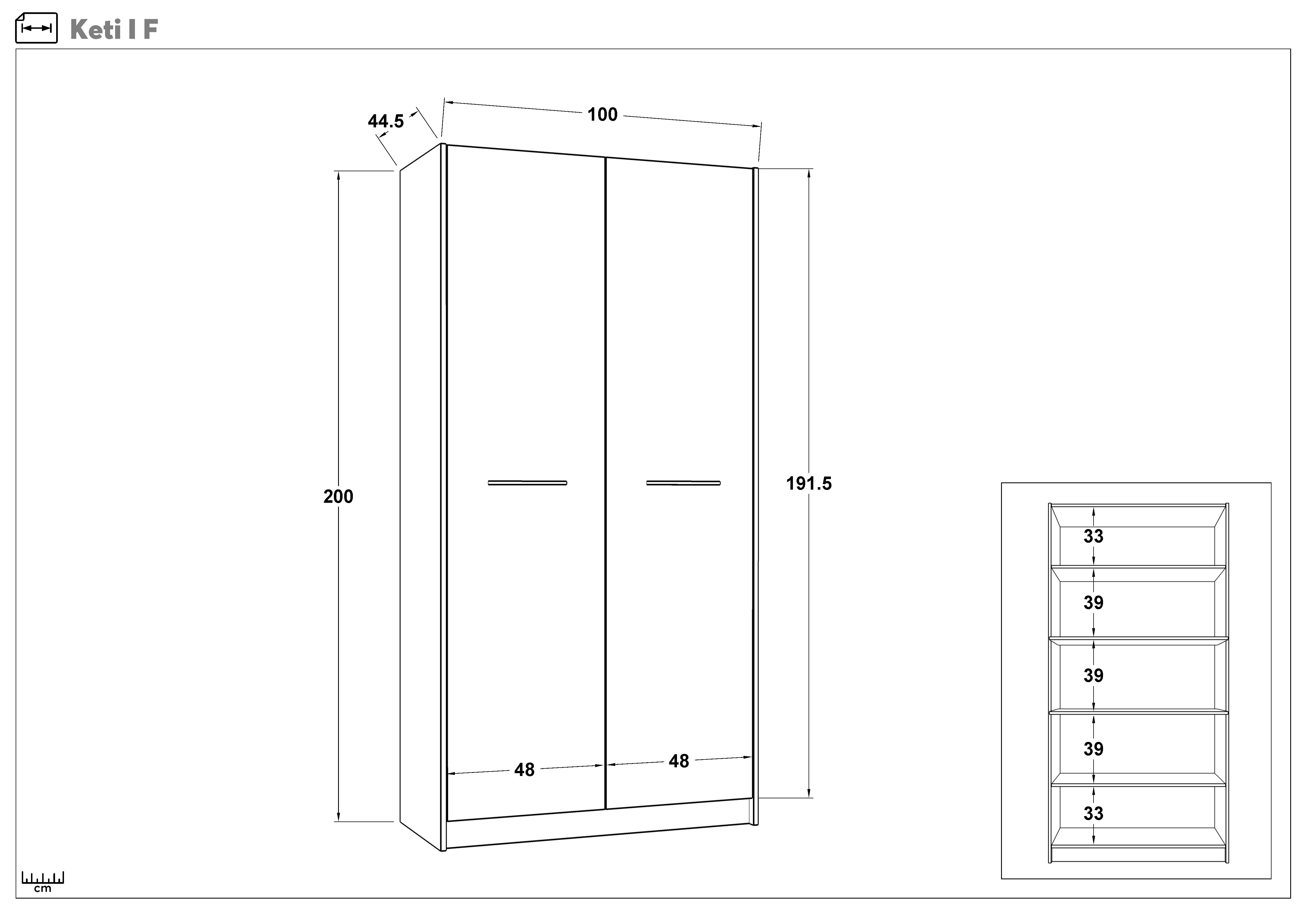Double-winged wardrobe Ketty 1, Silk + dark Scandinavian oak  2