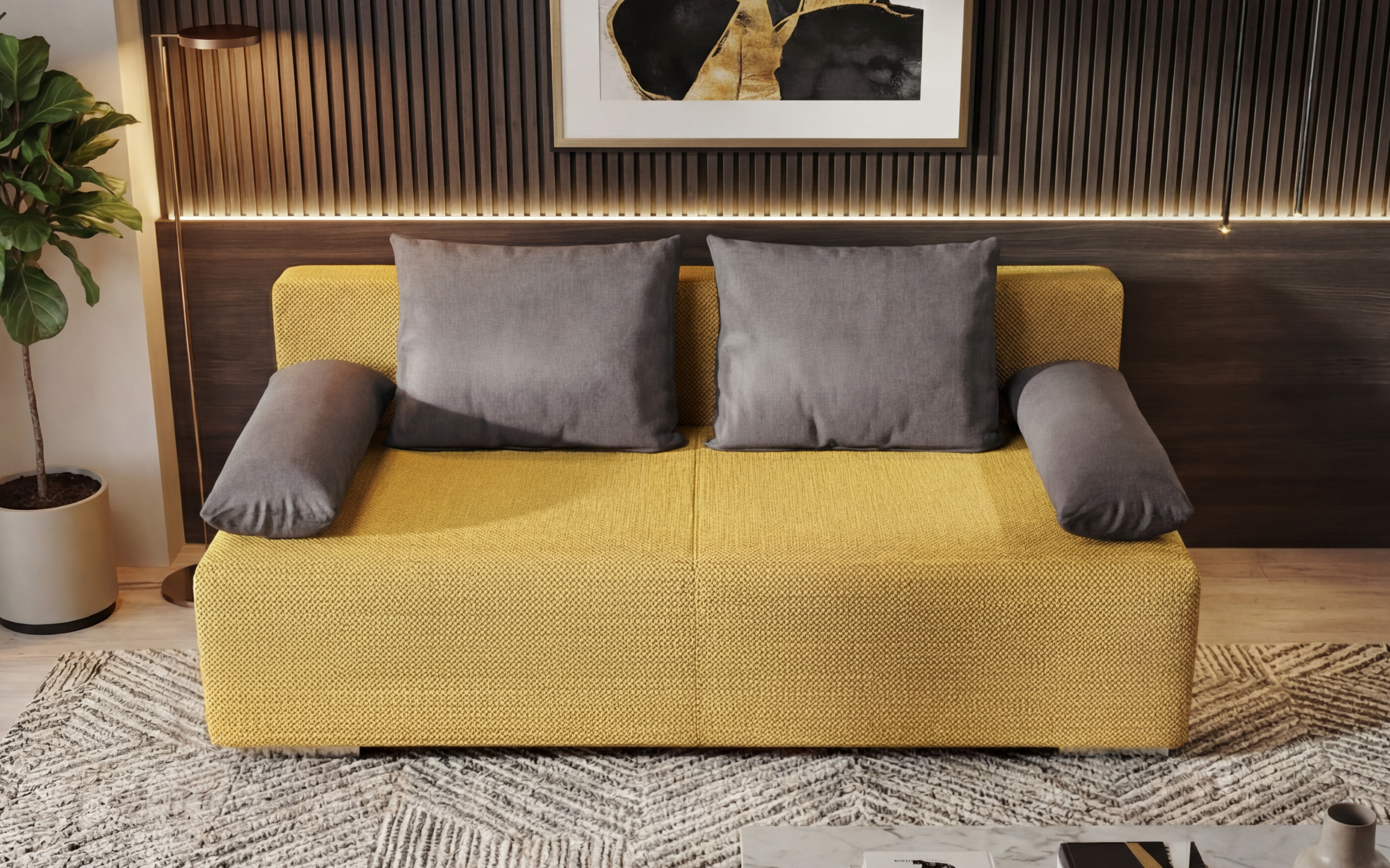 Extendable sofa Keira Extra, yellow + grey  5