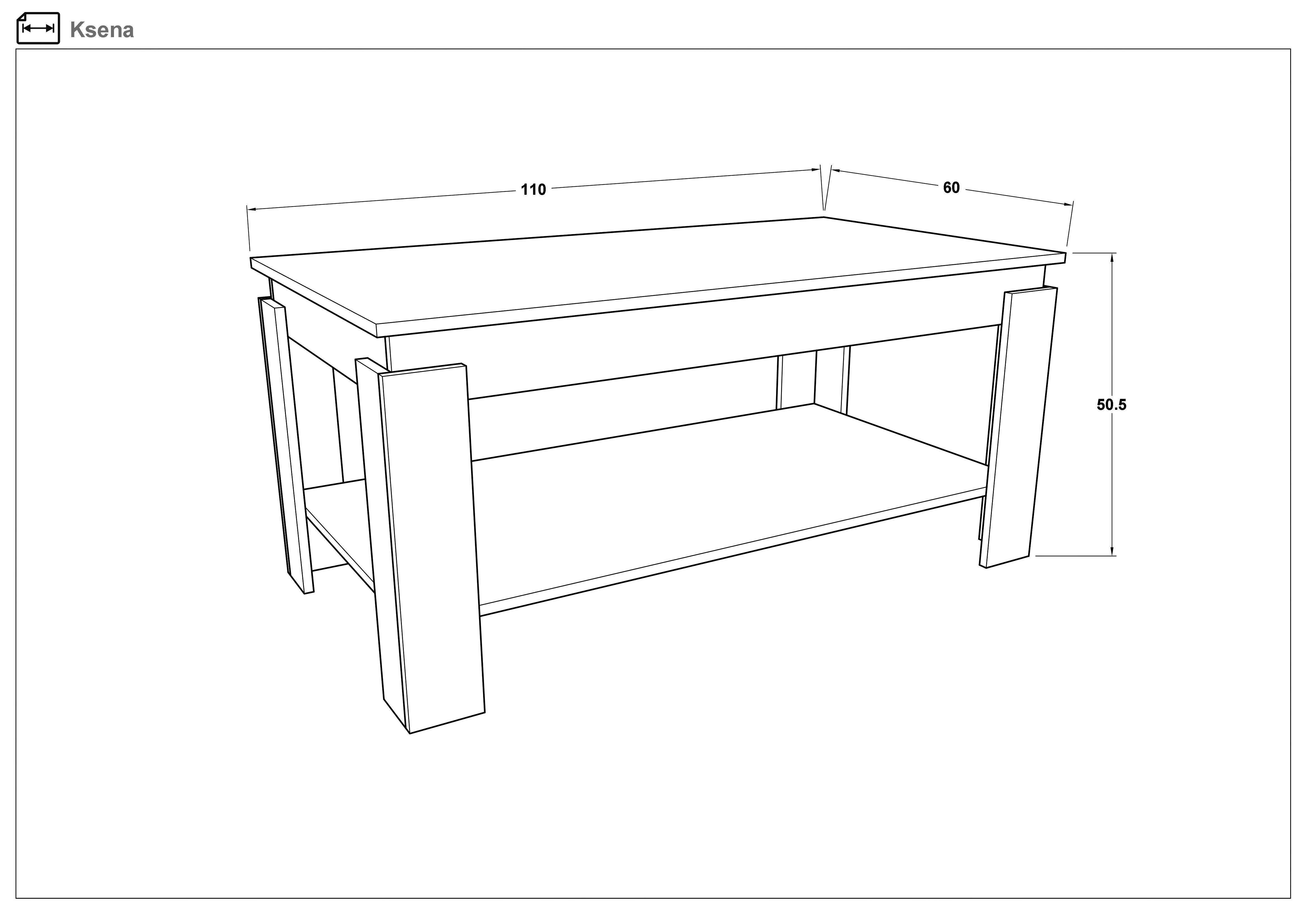 Coffee table Ksena, Wotan oak + black gloss  2