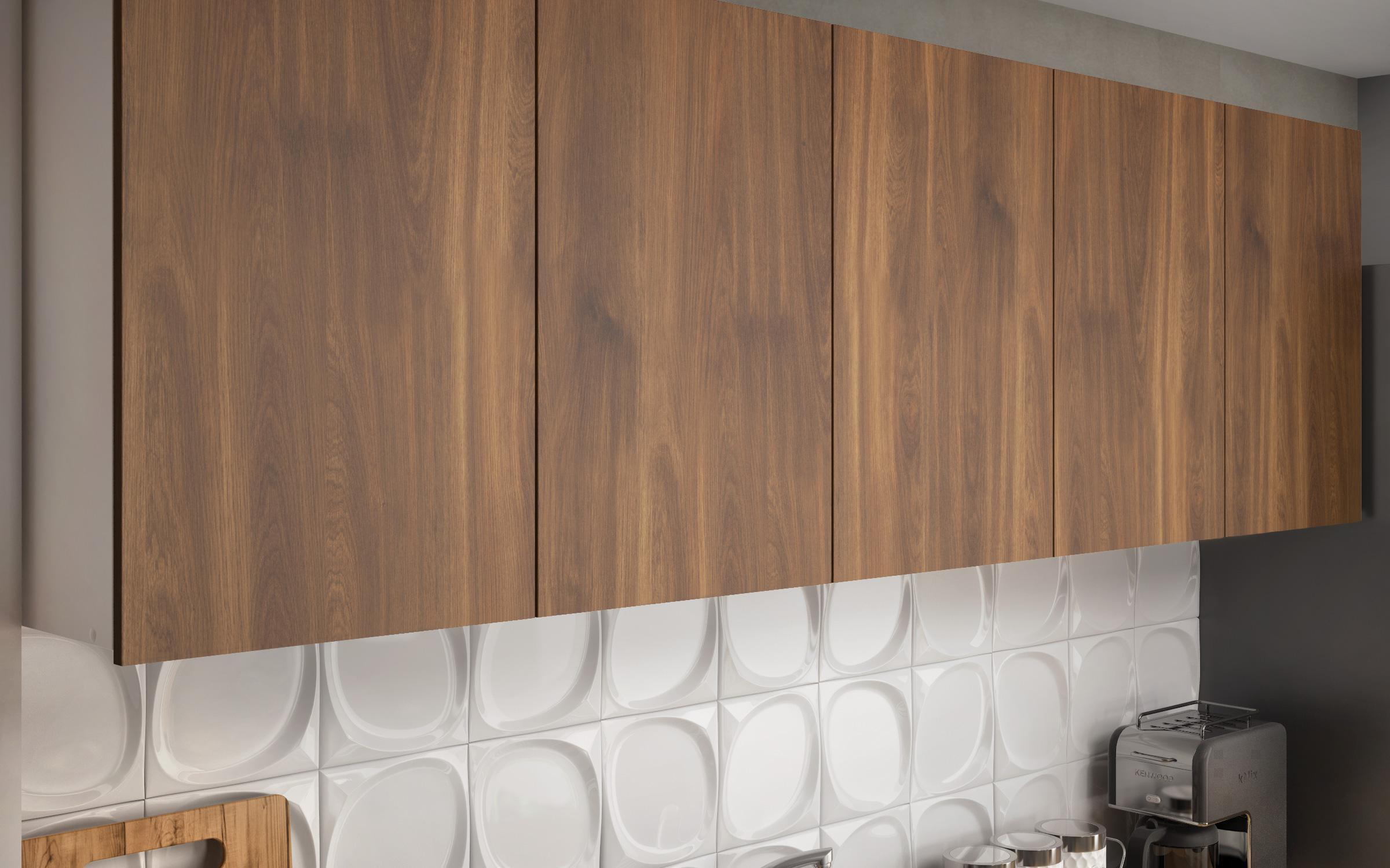 Kitchen with included thermo countertop Alma, white + Cognac Castello oak  4