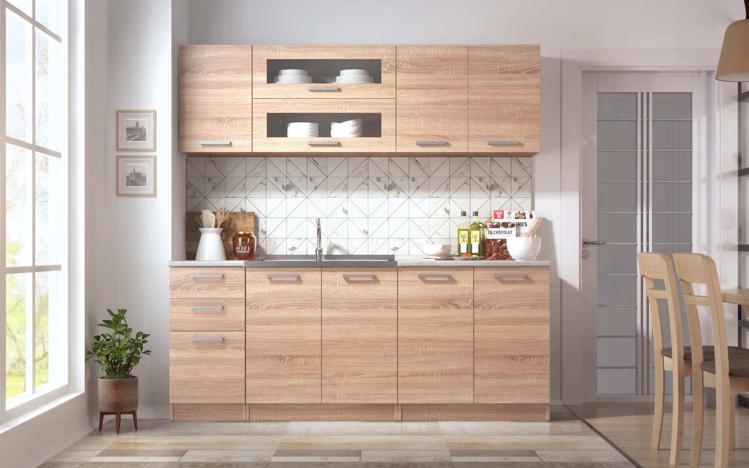 Kitchen with included thermo countertop Darina, Sonoma oak  3