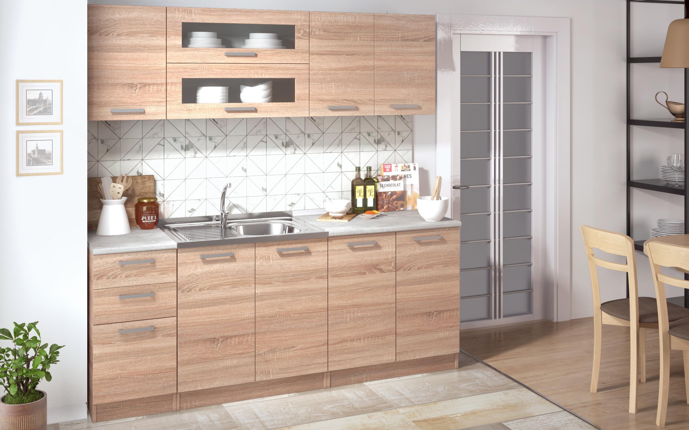 Kitchen with included thermo countertop Darina, Sonoma oak  2