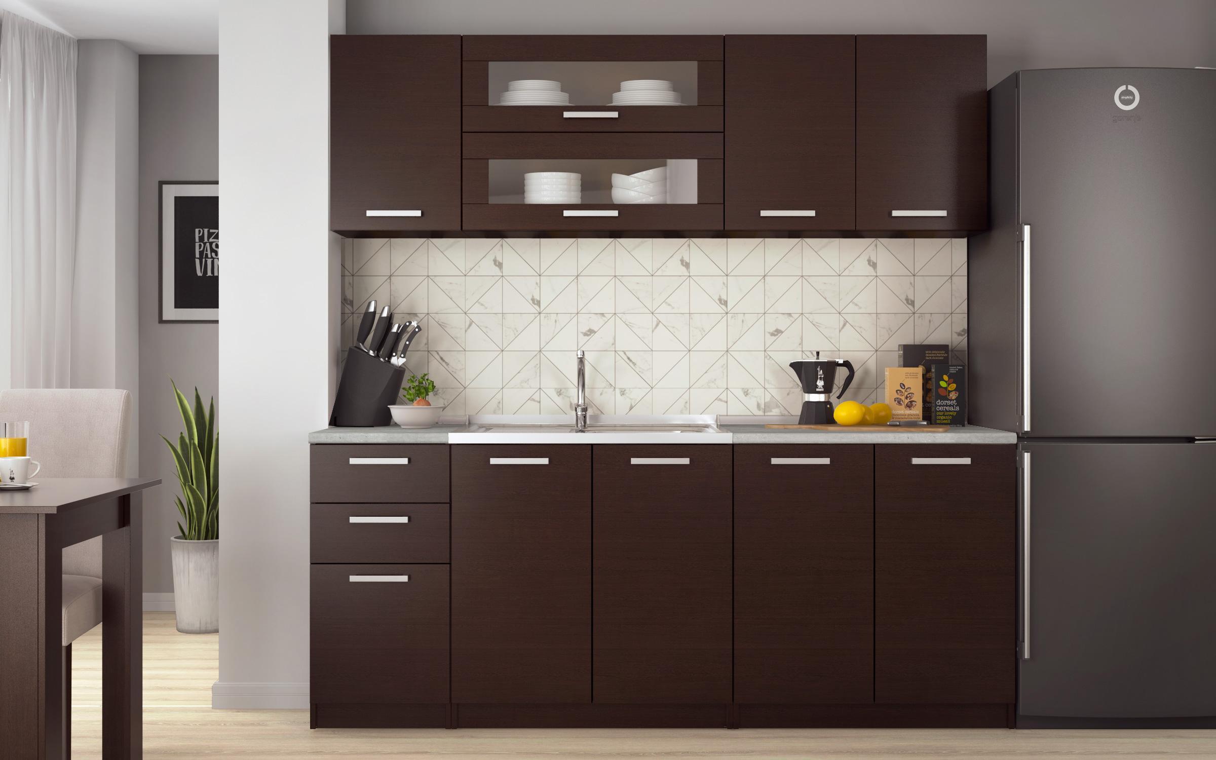 Kitchen with included thermo countertop Darina, Wenge  2