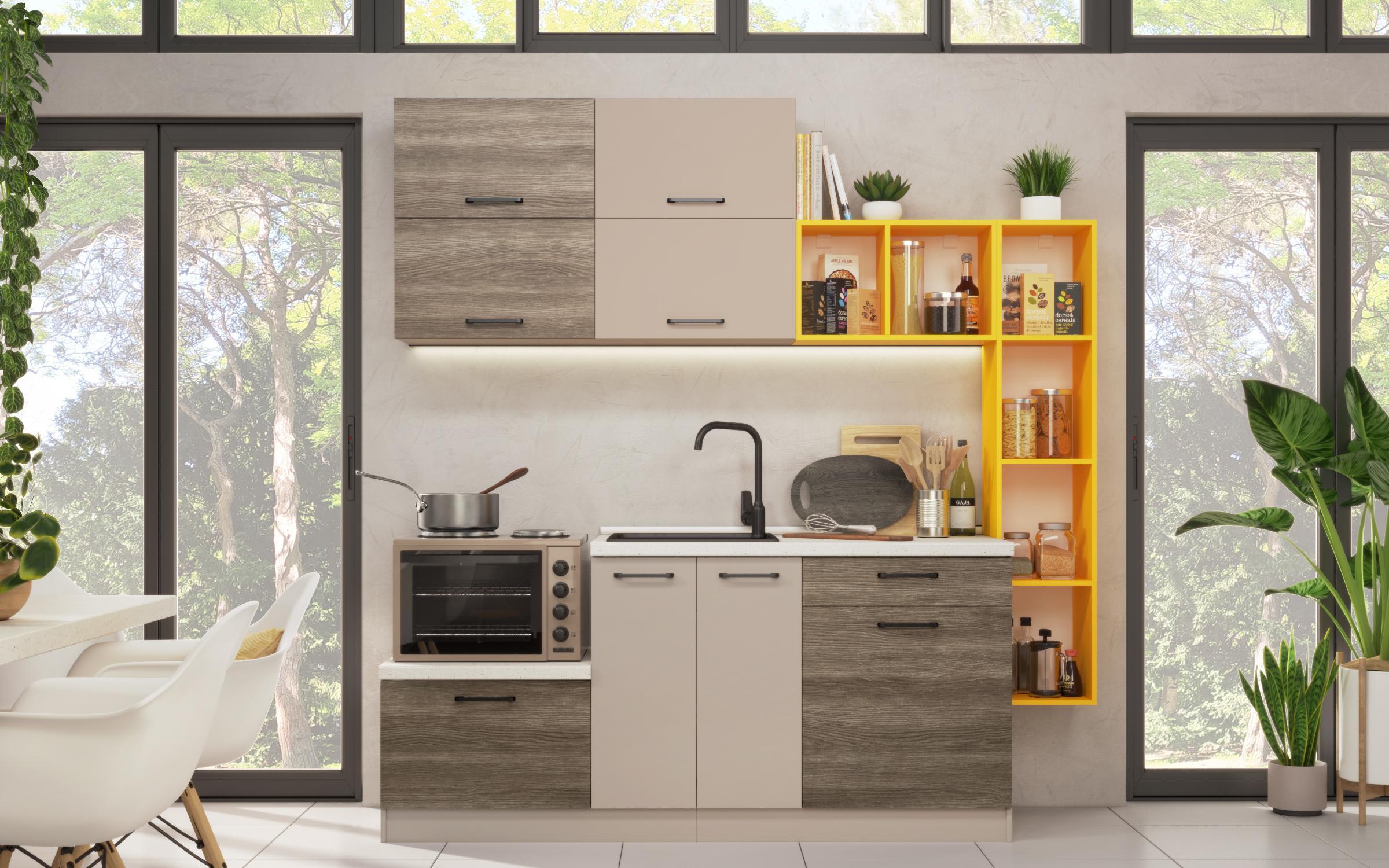 Kitchen with included thermo countertop Lia, smoked calla + cashmere  2