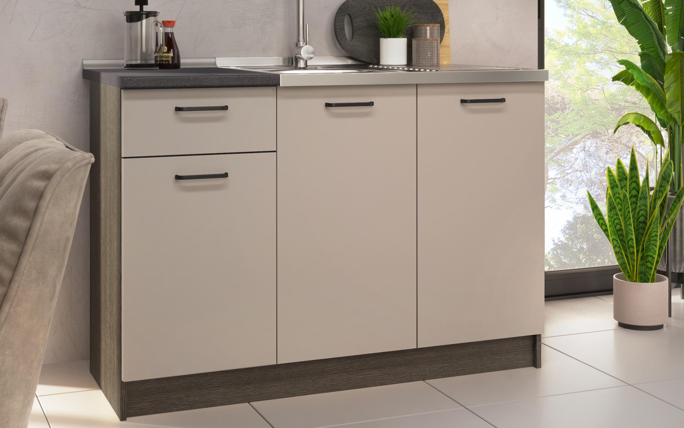 Kitchen with included thermo countertop Lora 5 mini, cashmere + Anthracite oak  4