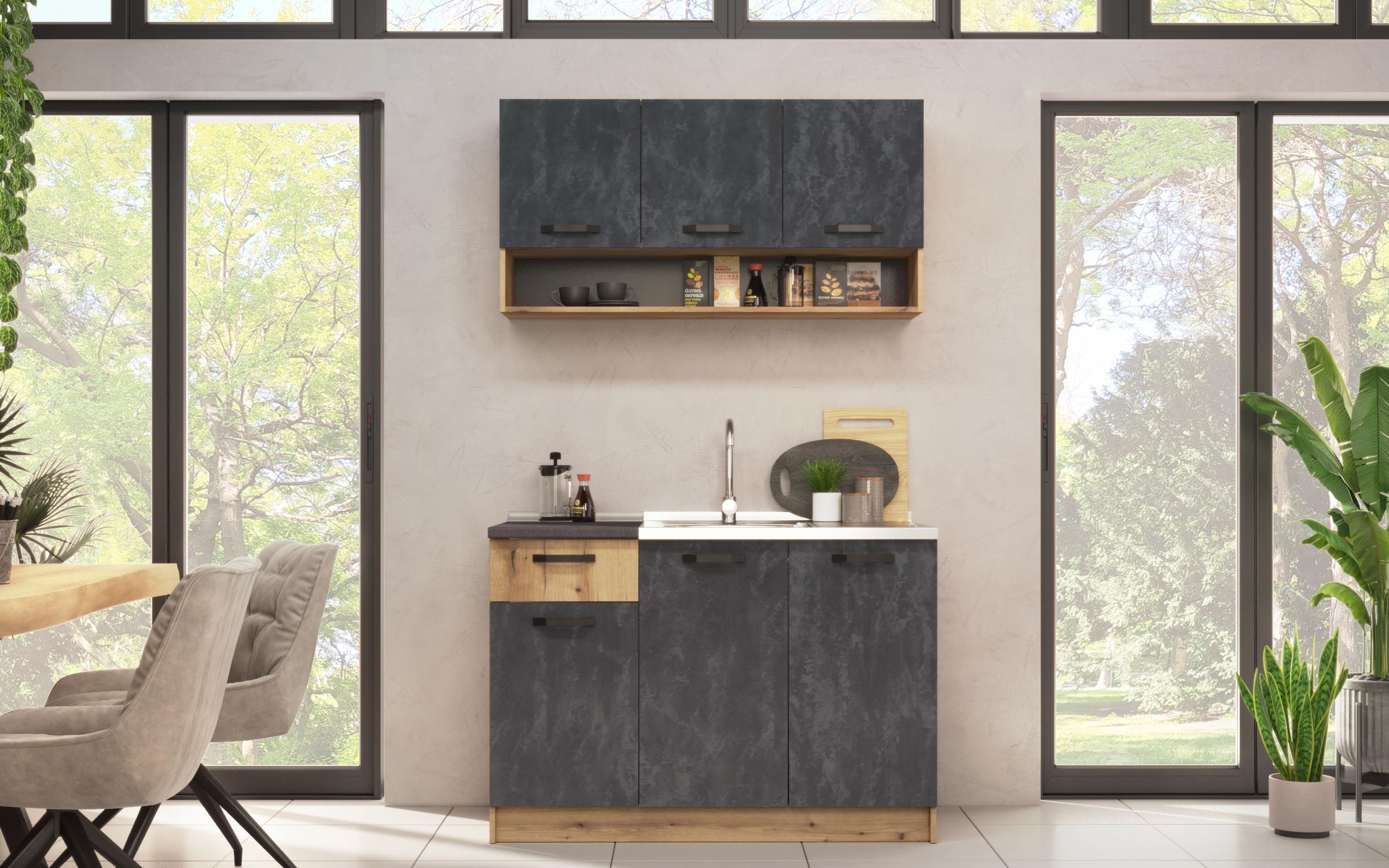 Kitchen with included thermo countertop Lora 5 mini, Magma + Evoke oak  2