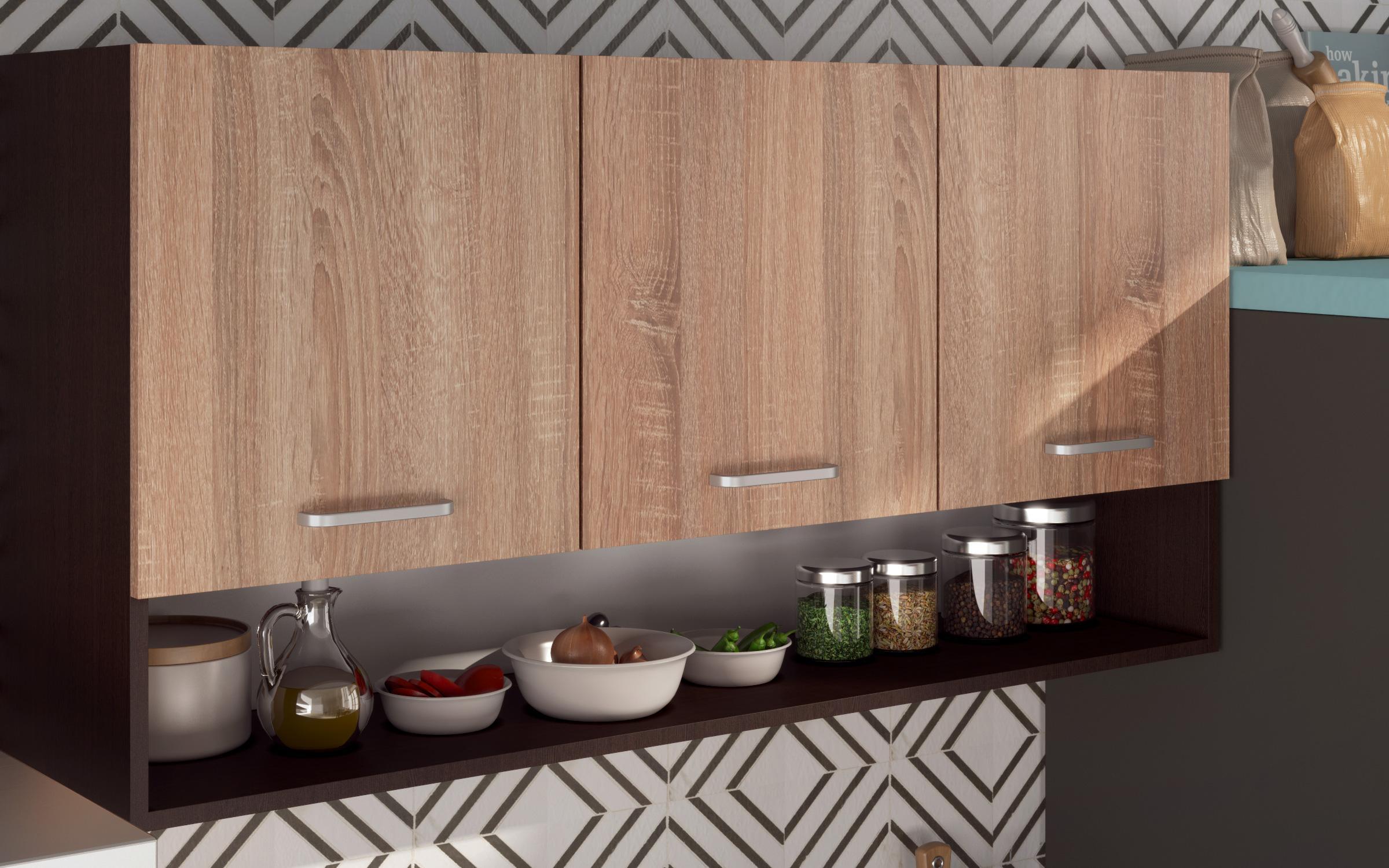 Kitchen with included thermo countertop Lora 5 mini, Wenge + Sonoma oak  5