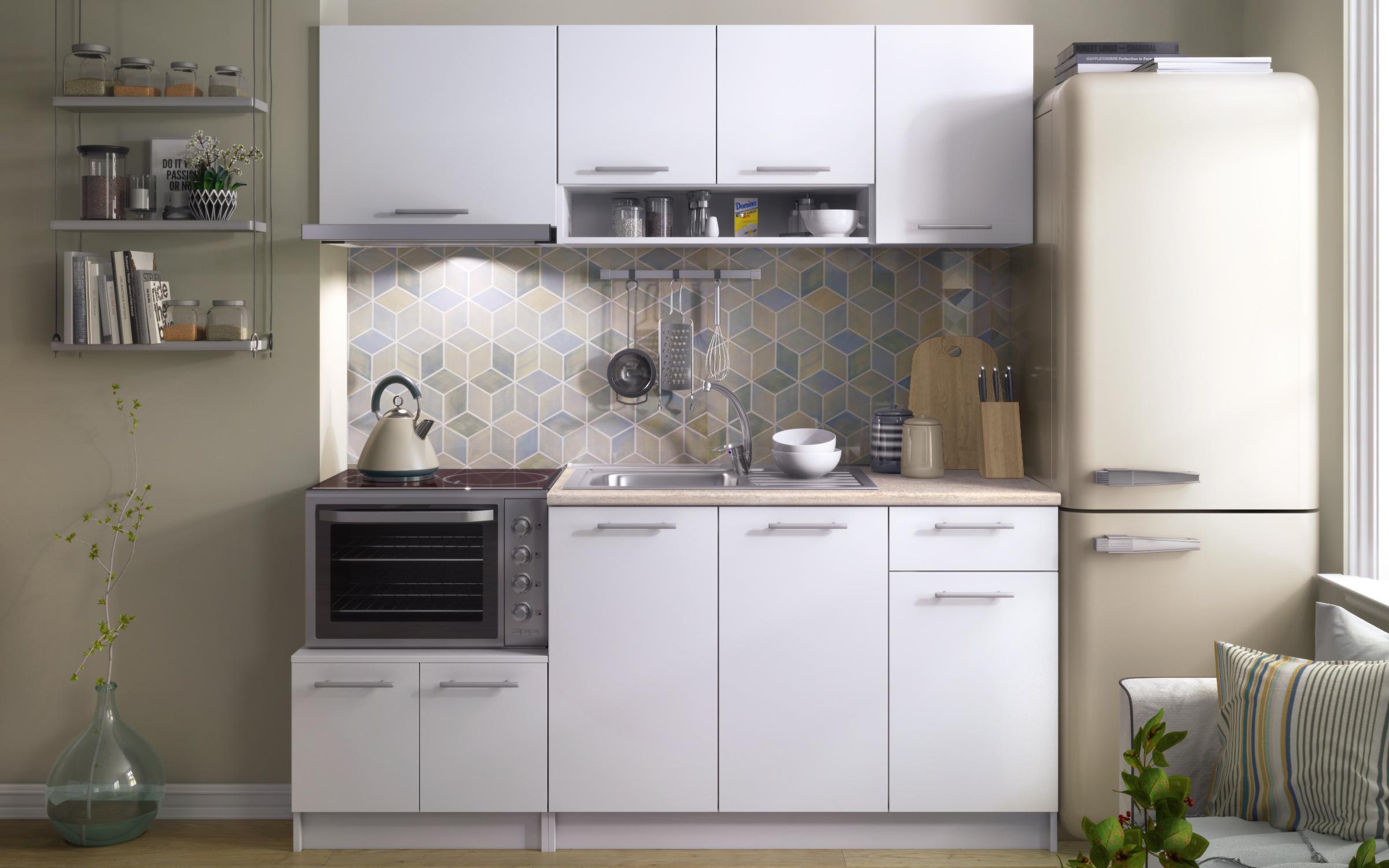 Kitchen with included thermo countertop Polly, white  2