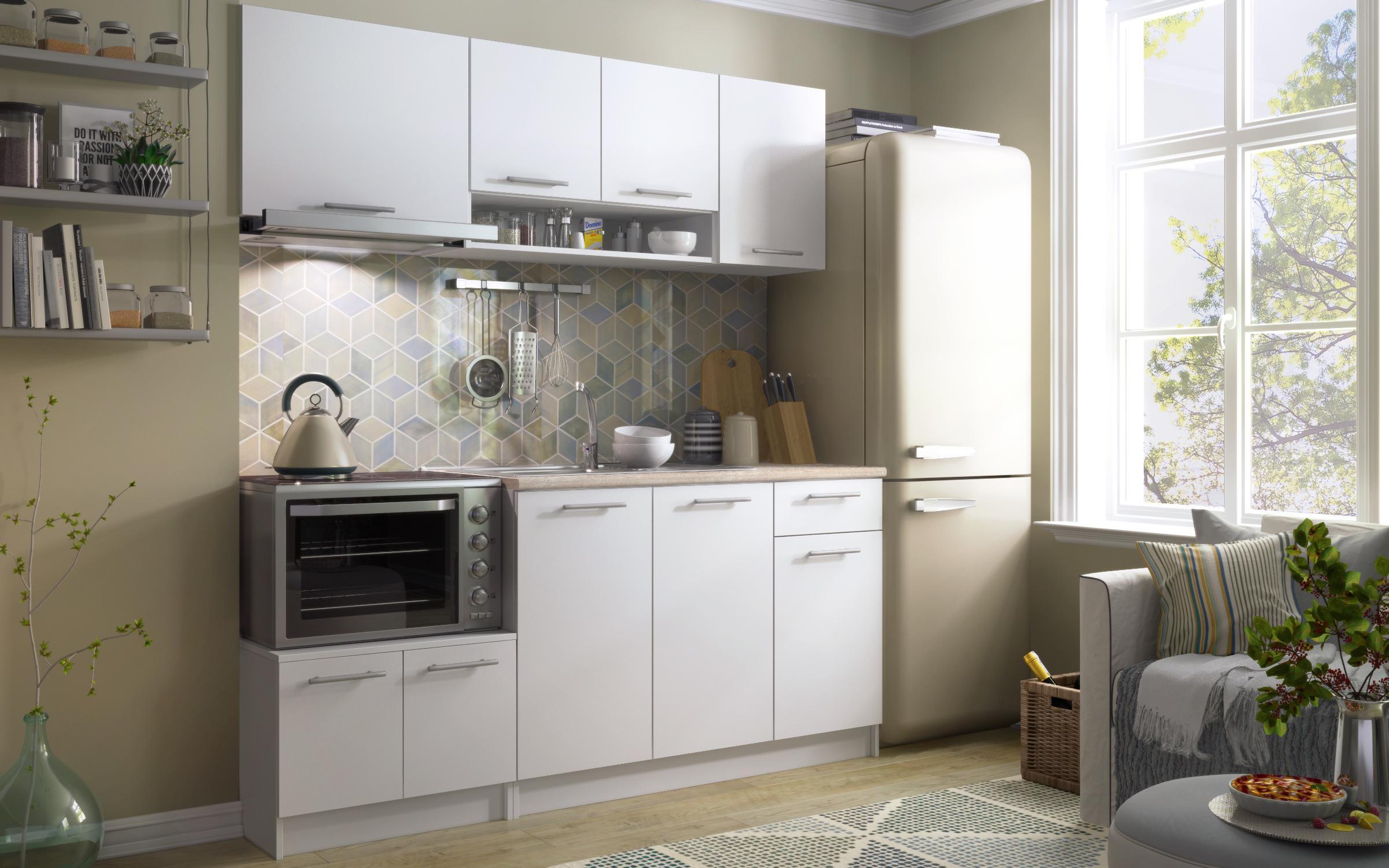 Kitchen with included thermo countertop Polly, white  1