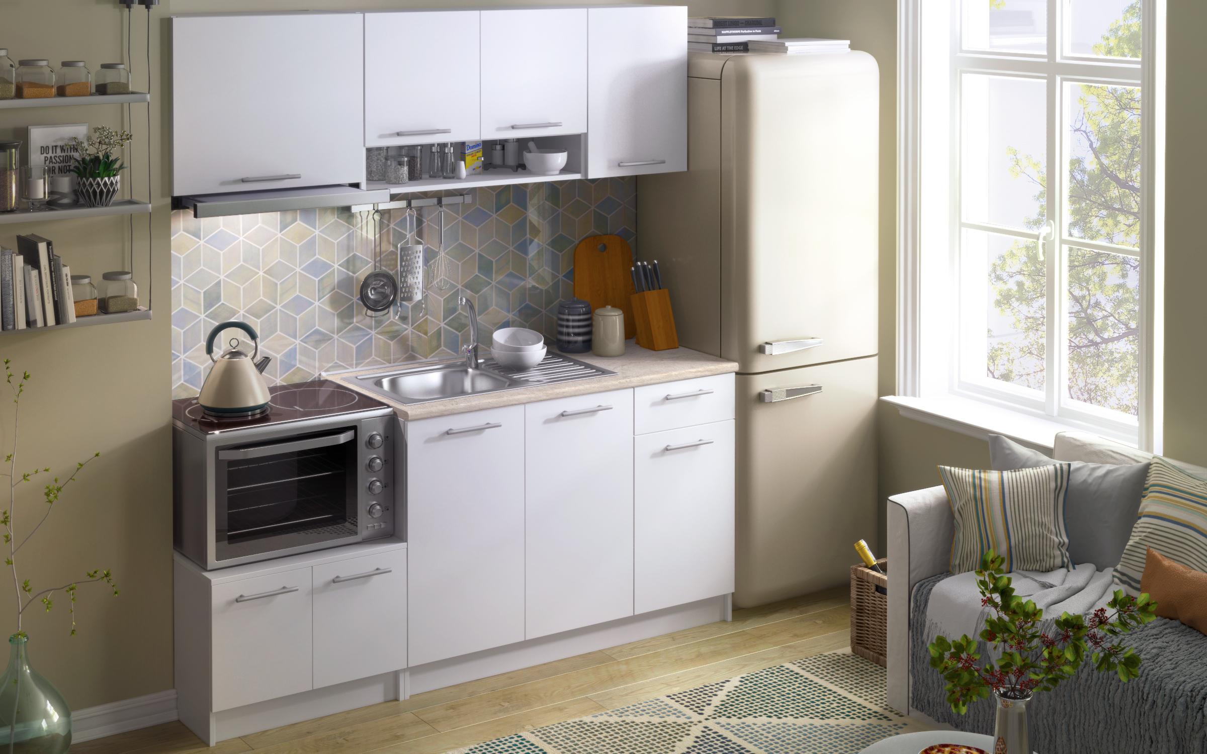 Kitchen with included thermo countertop Polly, white  3