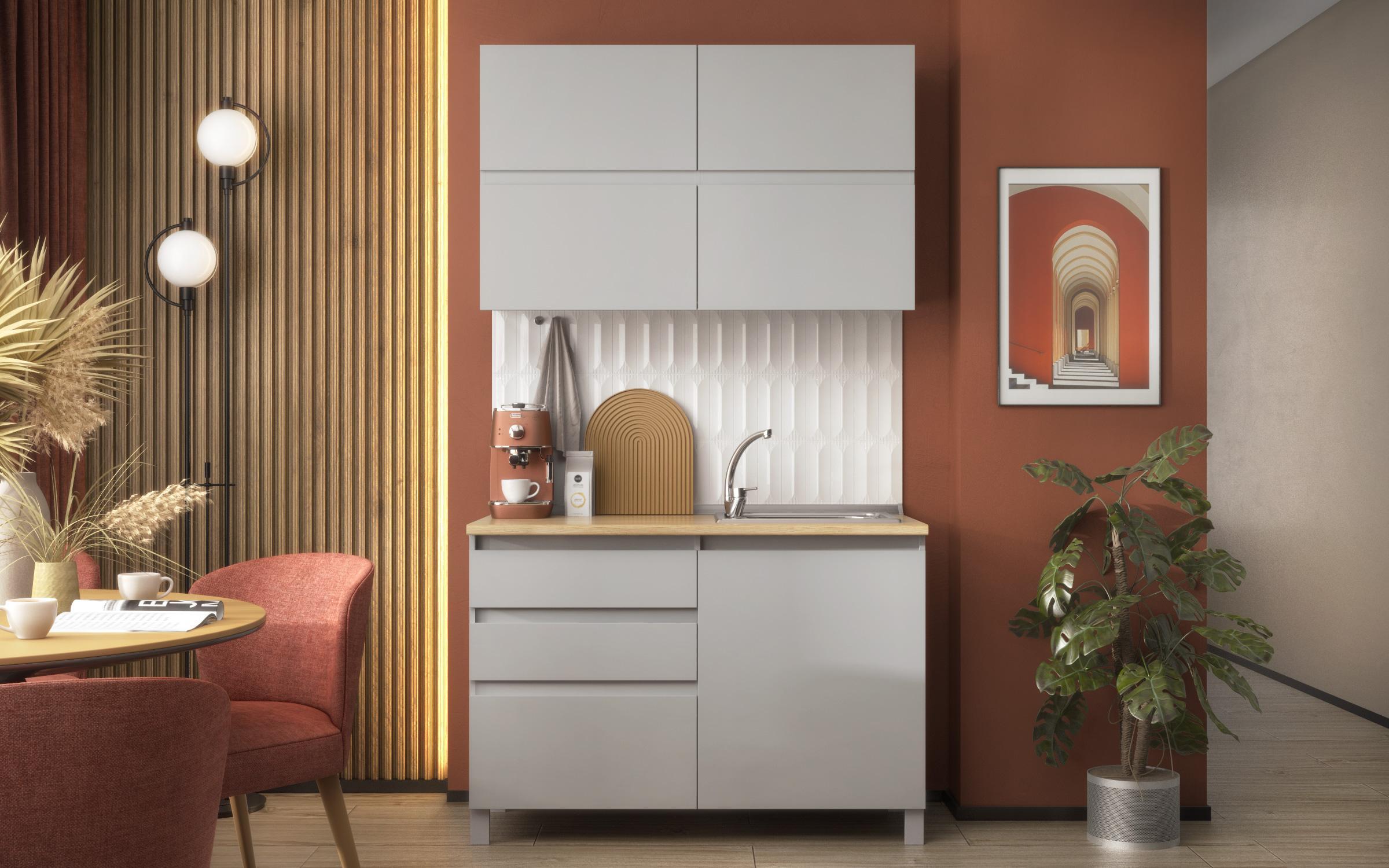 Kitchen with included thermo countertop Stevie, grey  2