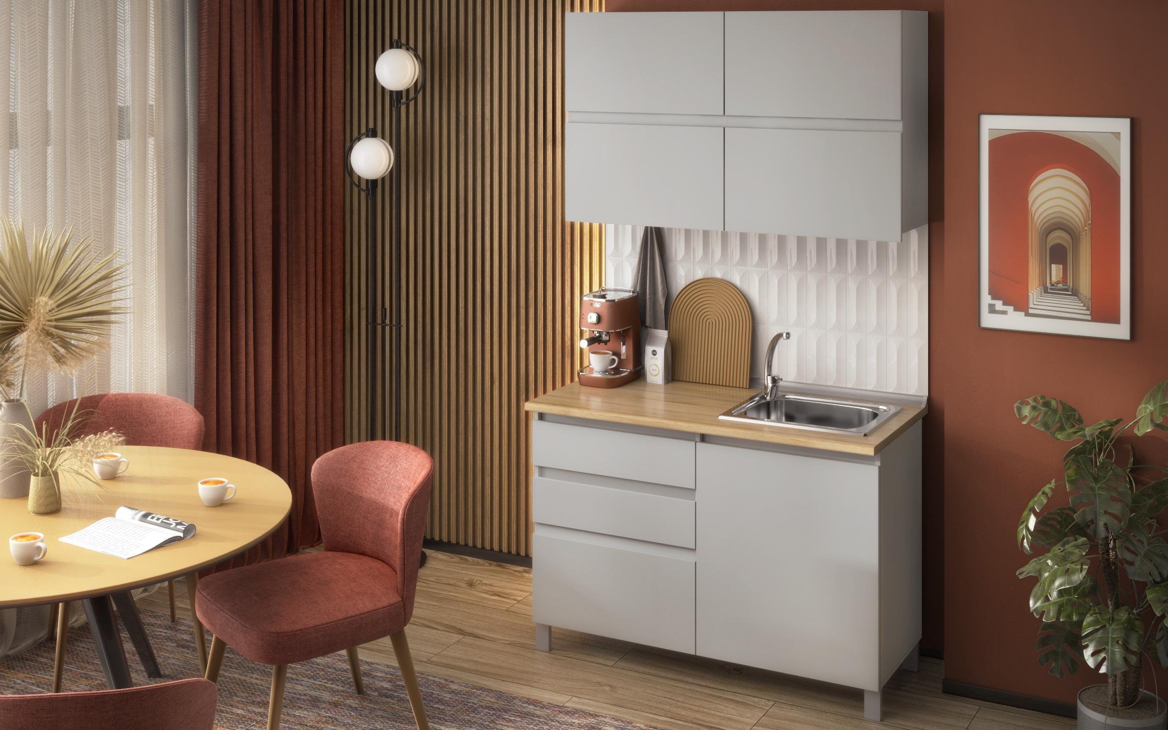 Kitchen with included thermo countertop Stevie, grey  3