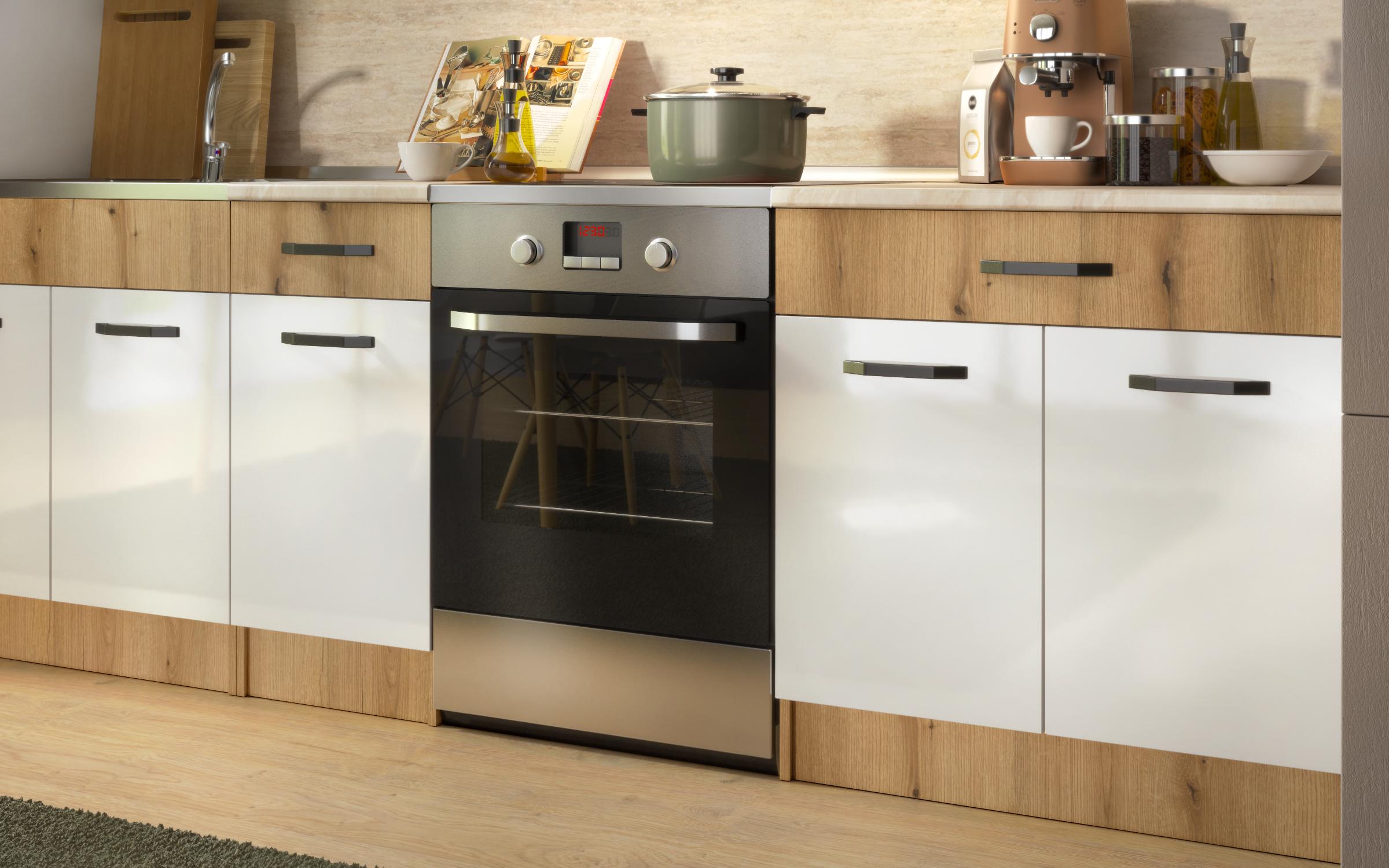 Kitchen with included thermo countertop Victoria, Evoke oak + white gloss  4