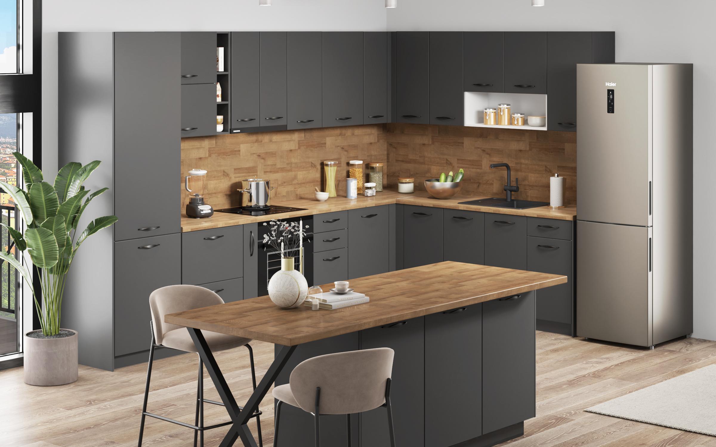 Kitchen showcase cabinet Simon 43, graphite  3