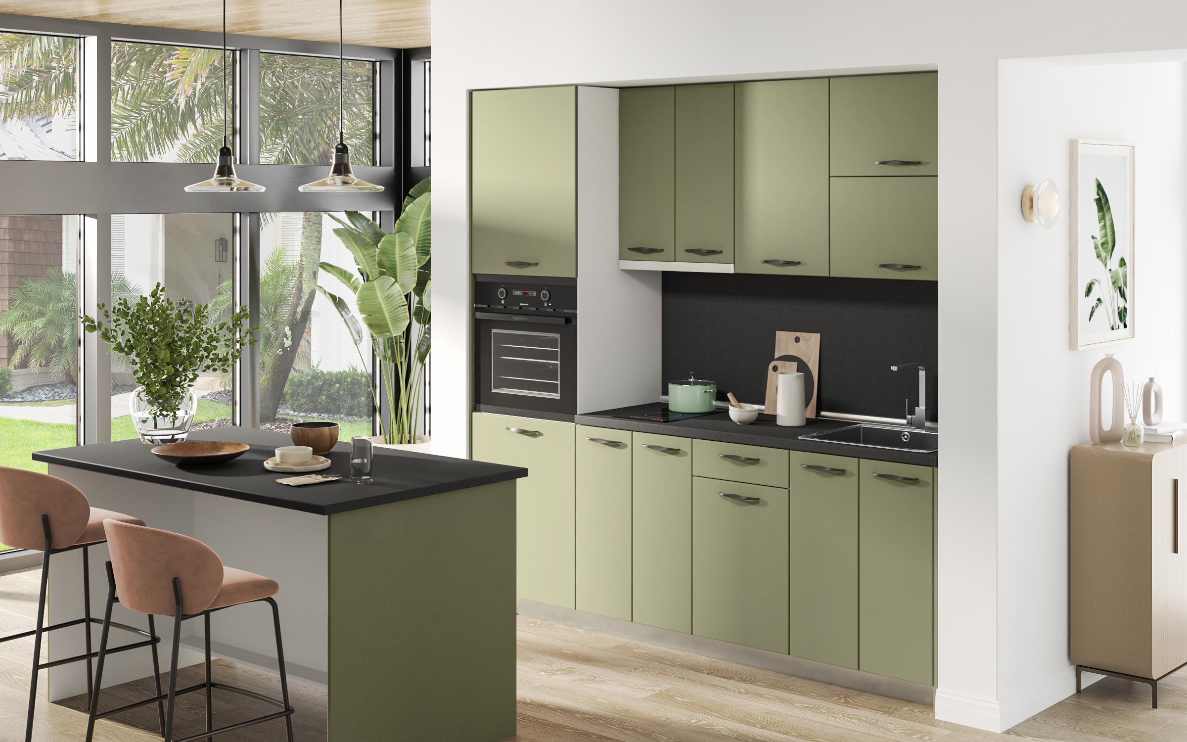 Island cabinet Simon 58, olive + white  2