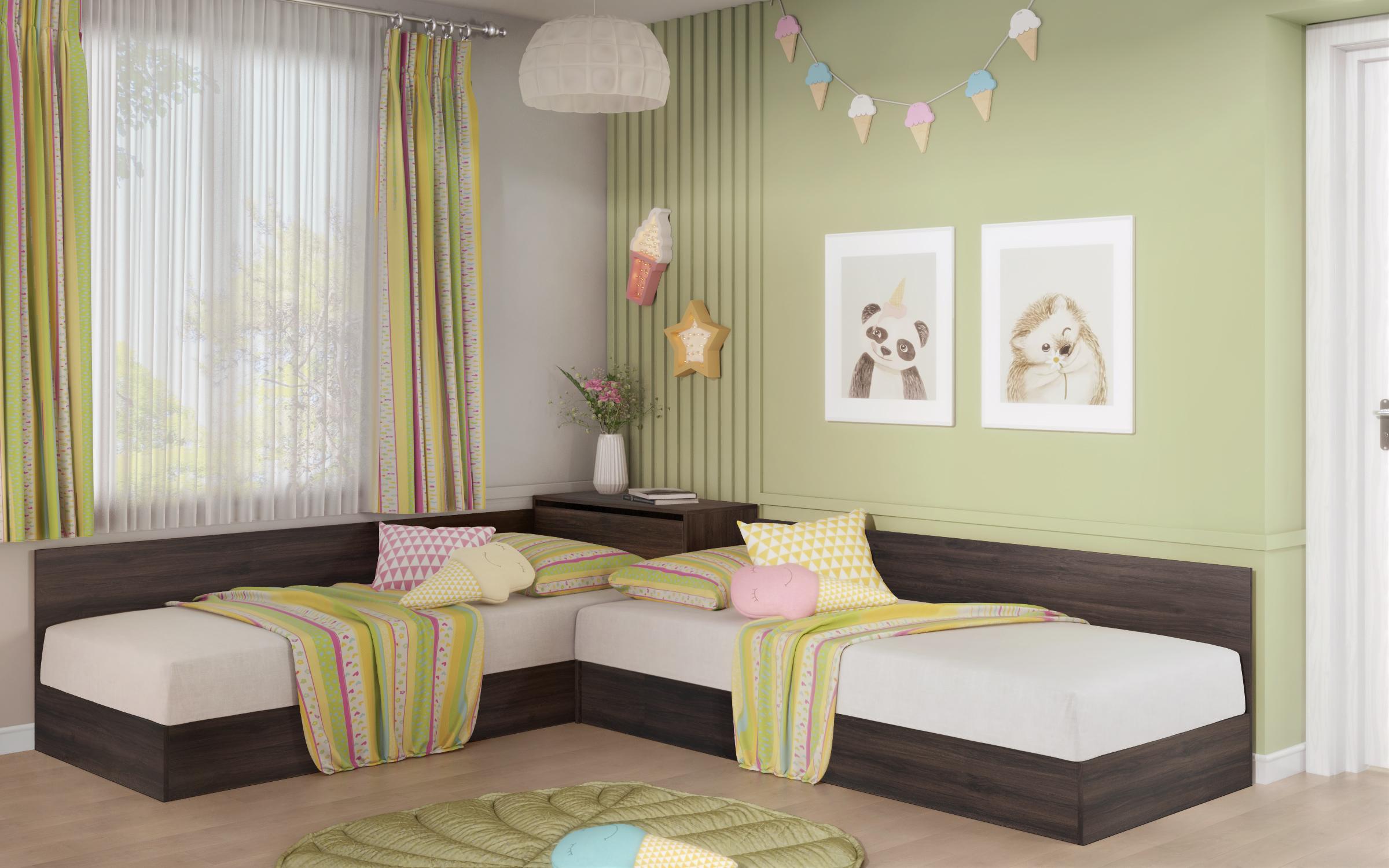 Corner beds with storage chest for mattress 82/190 Alps, Wenge milano  1