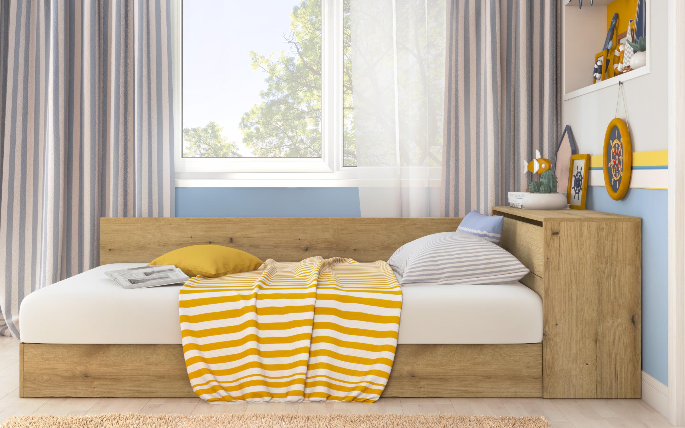 Bed + storage chest for mattress 120/190 Prista, Evoke oak  5