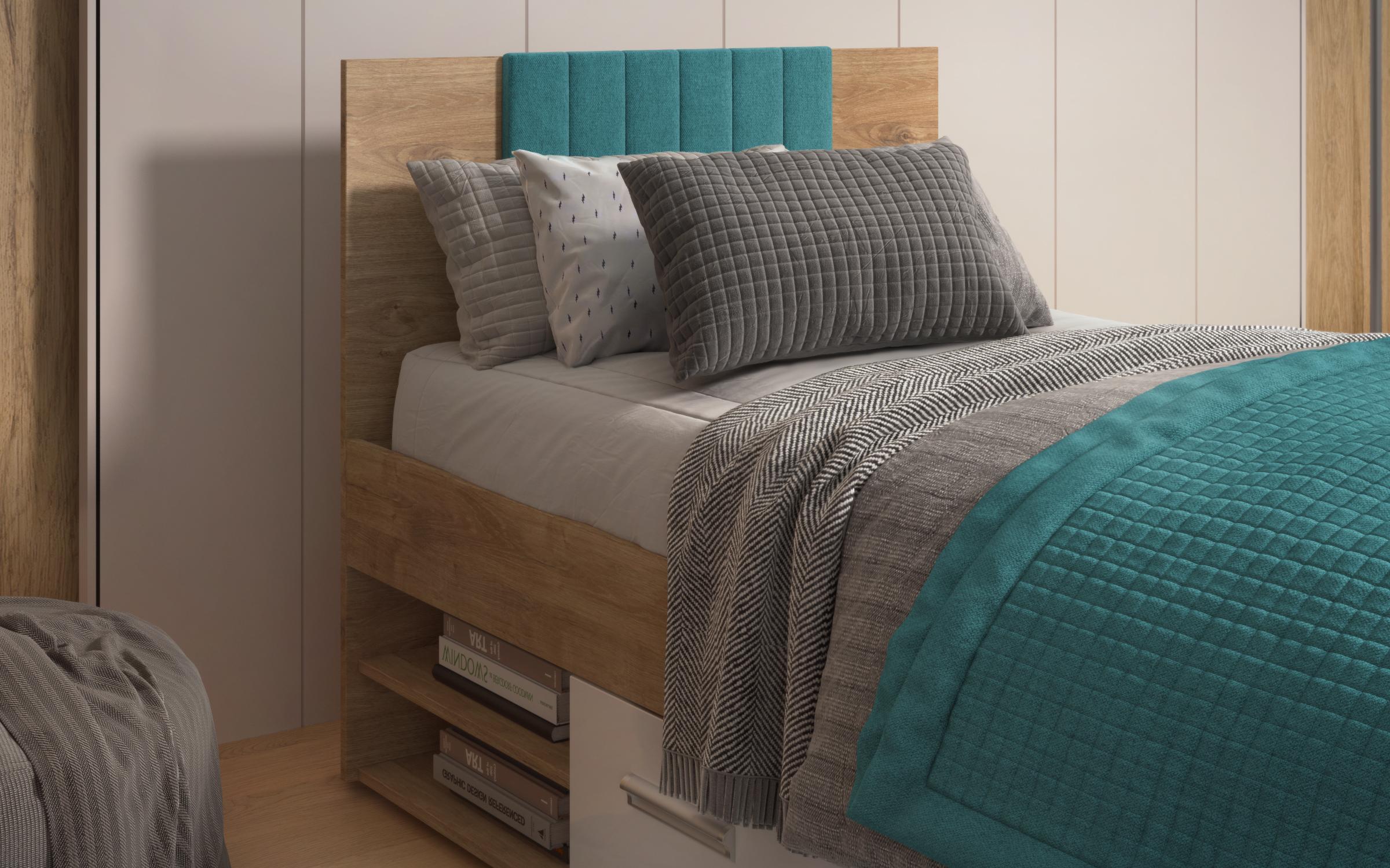 Bed for mattress 90/200 Ray, Golden oak + white gloss  5