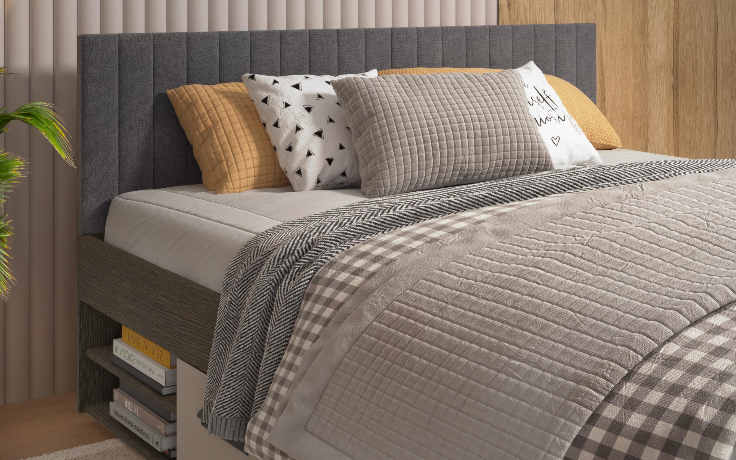 Upholstered double bed for mattress 160/200 Trace, Anthracite oak + cashmere + grey Ej46  5