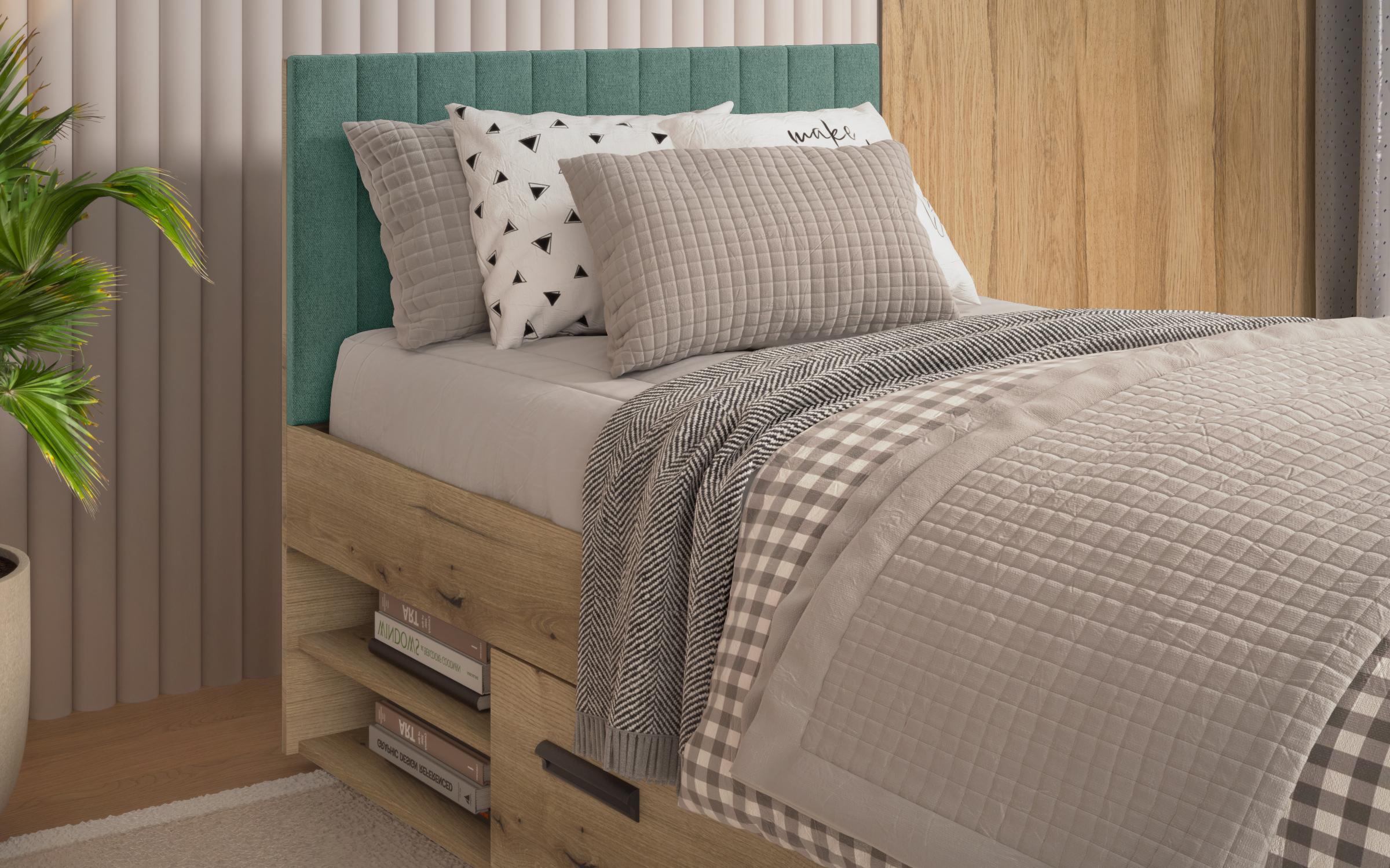 Bed for mattress 90/200 Trace, Evoke oak + mint  6
