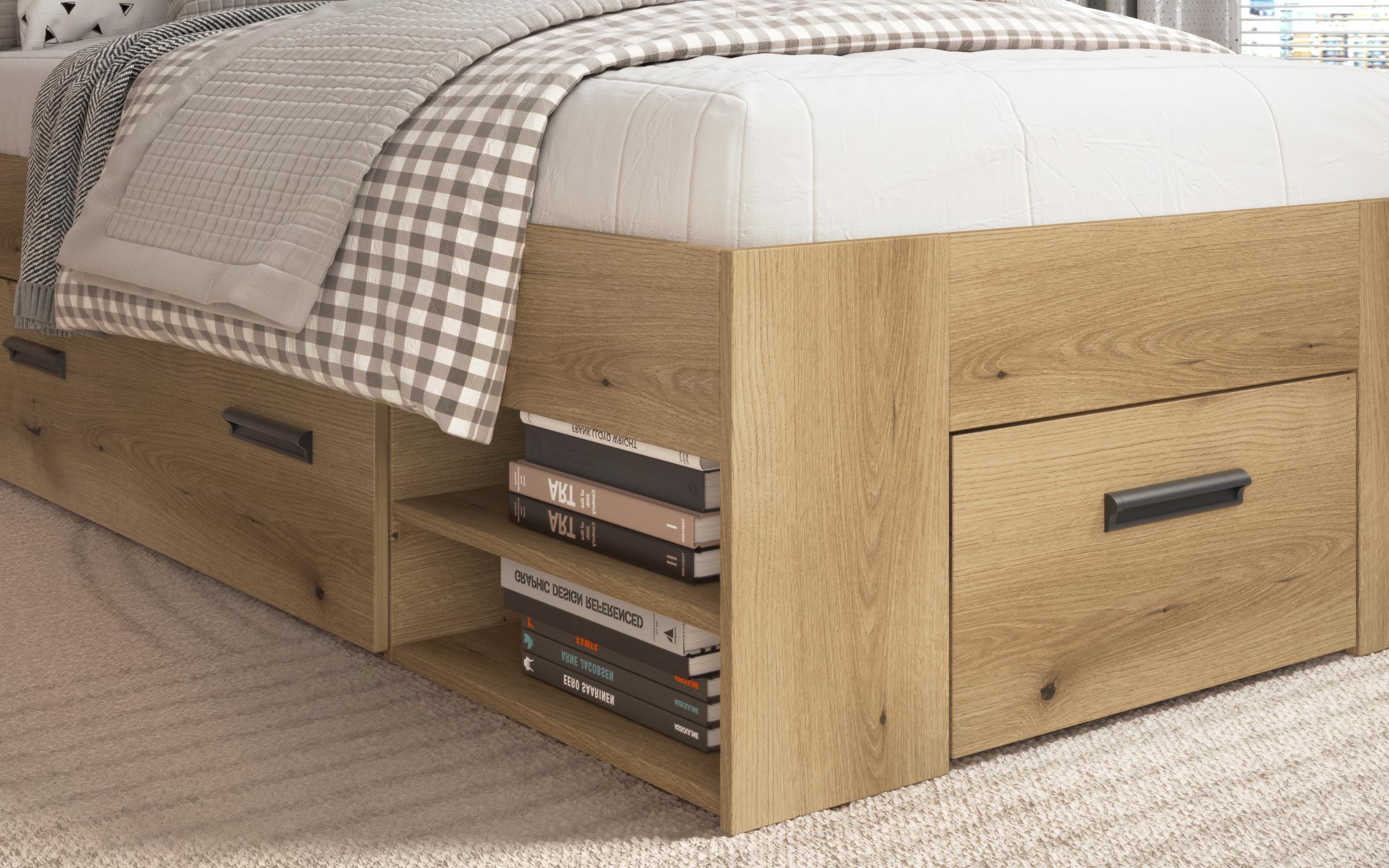 Bed for mattress 90/200 Trace, Evoke oak + mint  5